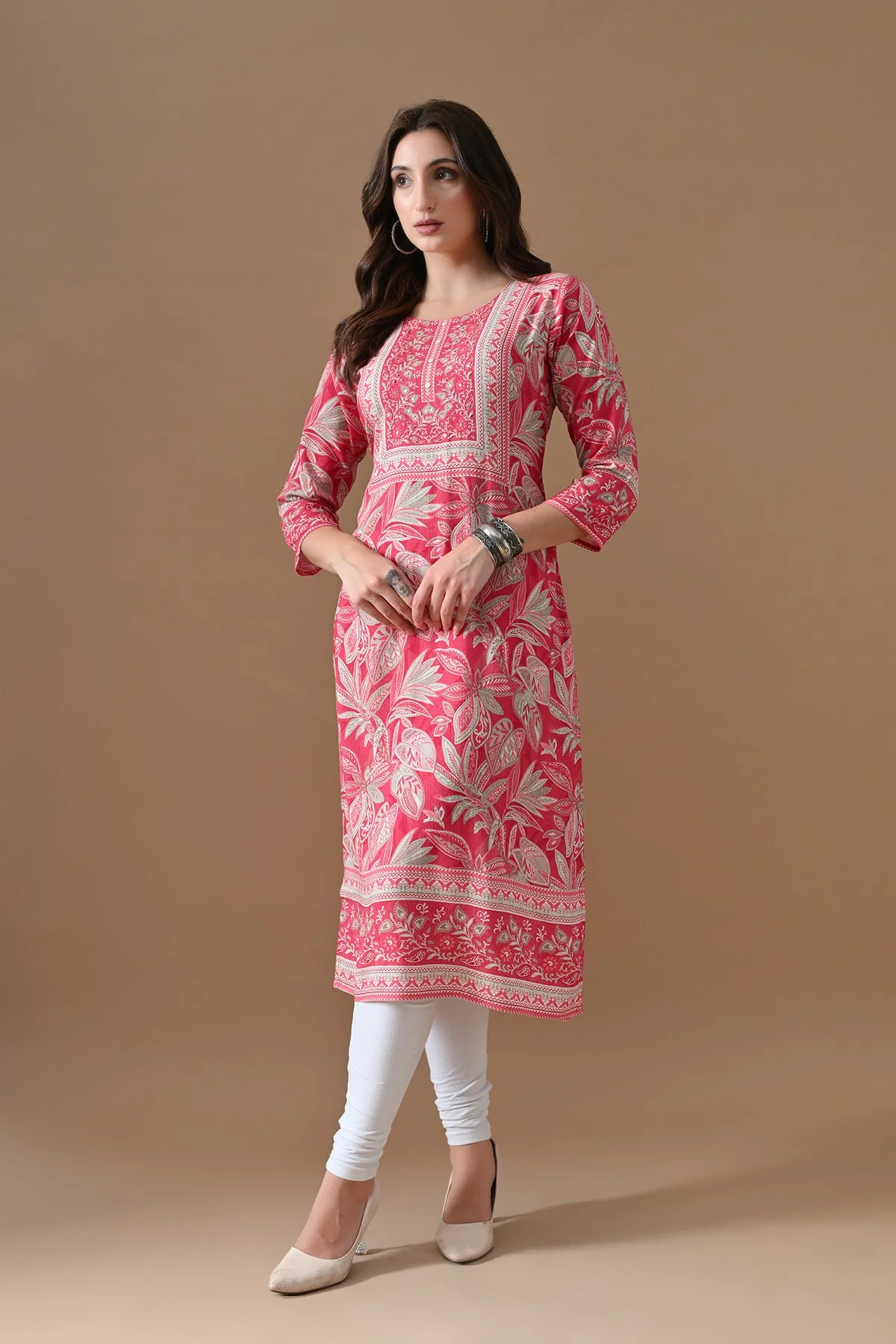 Pink Printed Kurta - Image 7