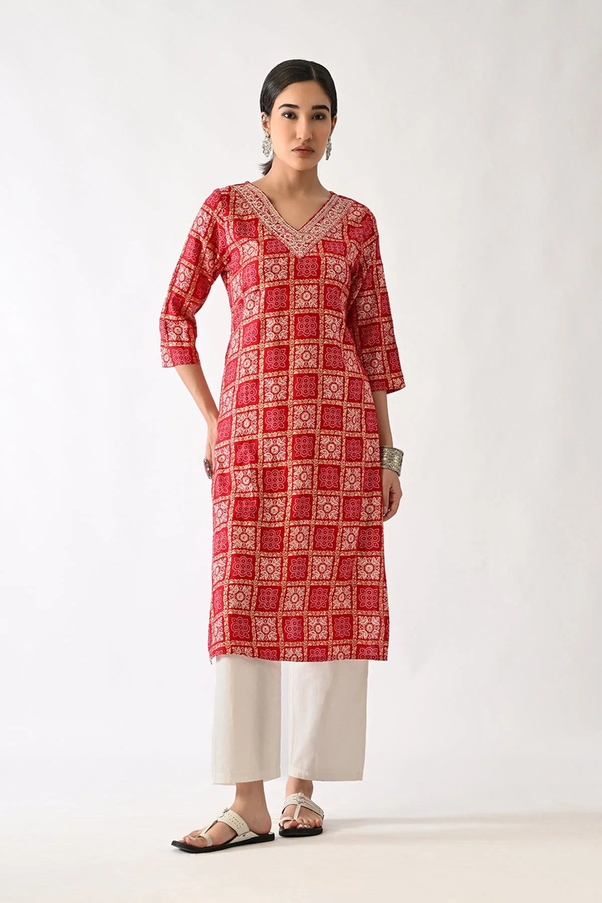Pink Printed Kurta - Image 4
