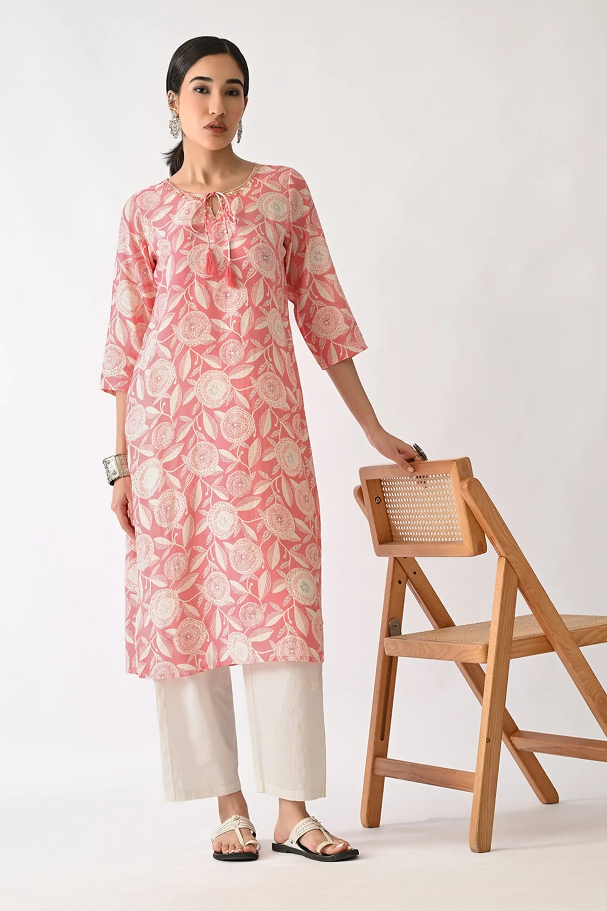 Pink Printed Kurta - Image 7