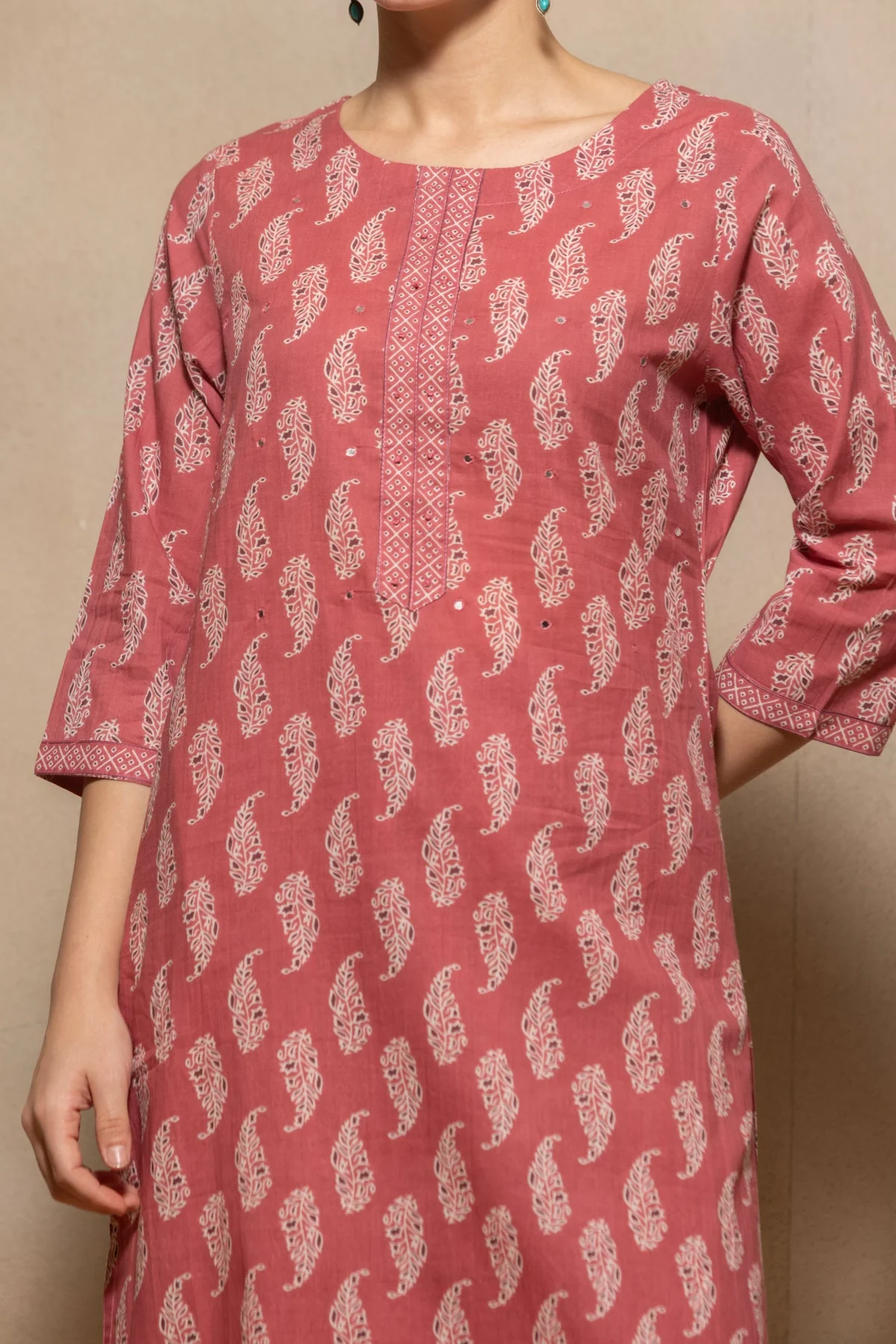 Pink Printed Kurta 3 Pcs Set - Image 4