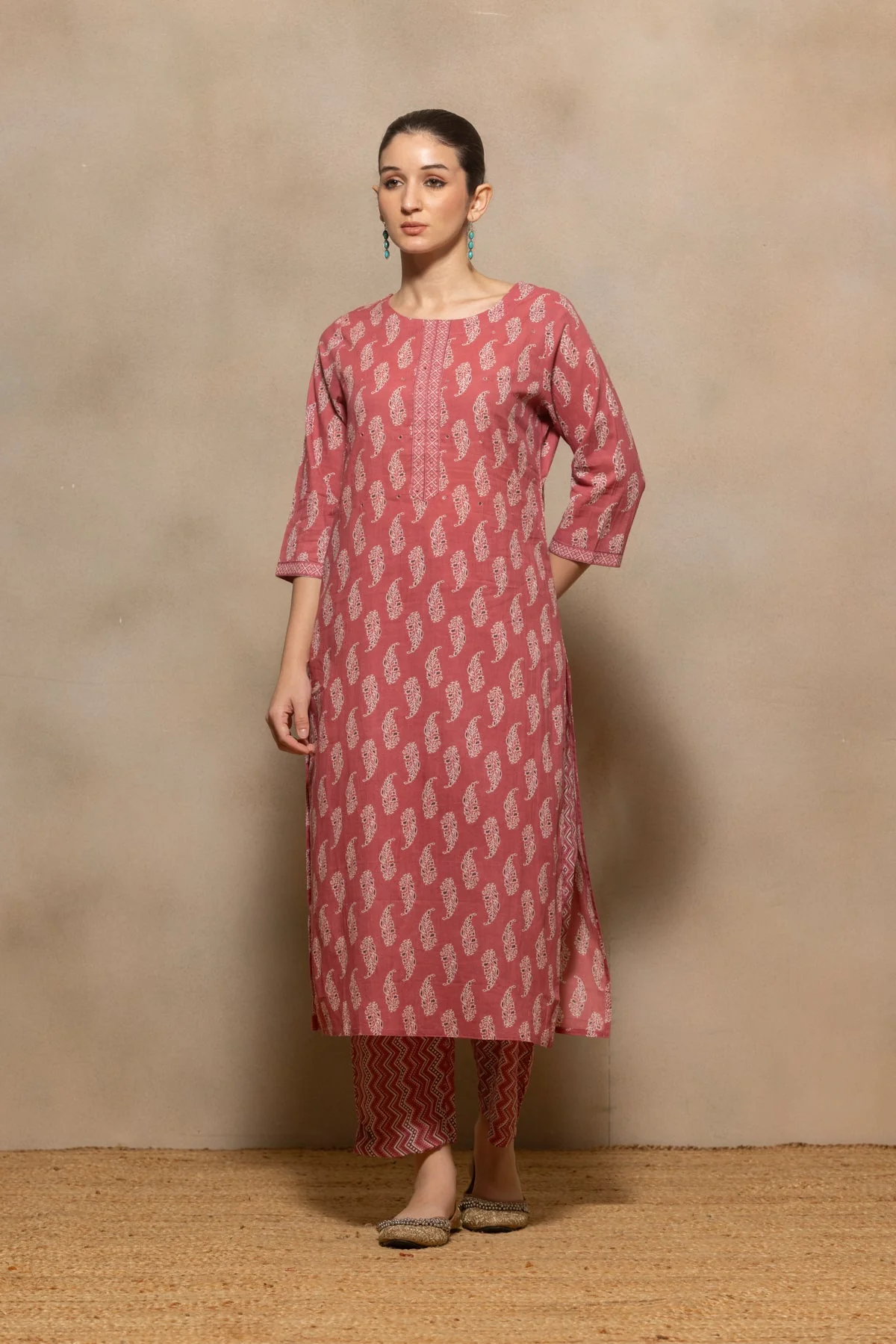 Pink Printed Kurta 3 Pcs Set - Image 7