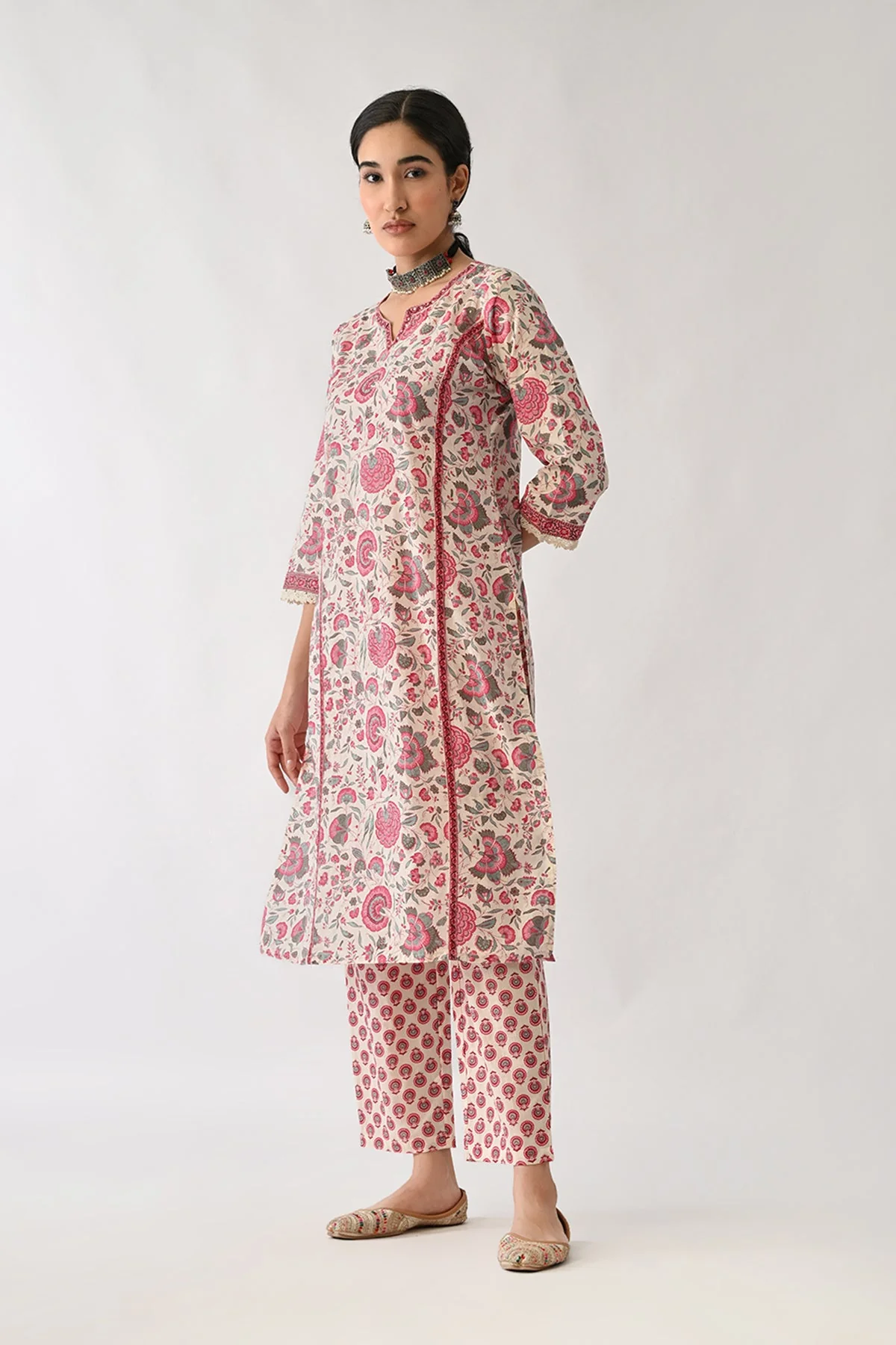 Pink Printed Kurta 2 Pcs Set - Image 2