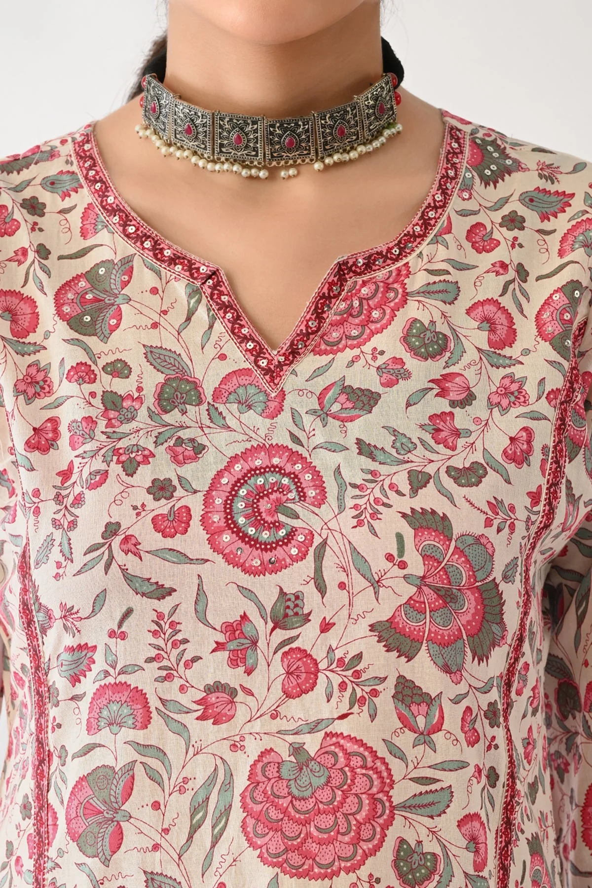 Pink Printed Kurta 2 Pcs Set - Image 4