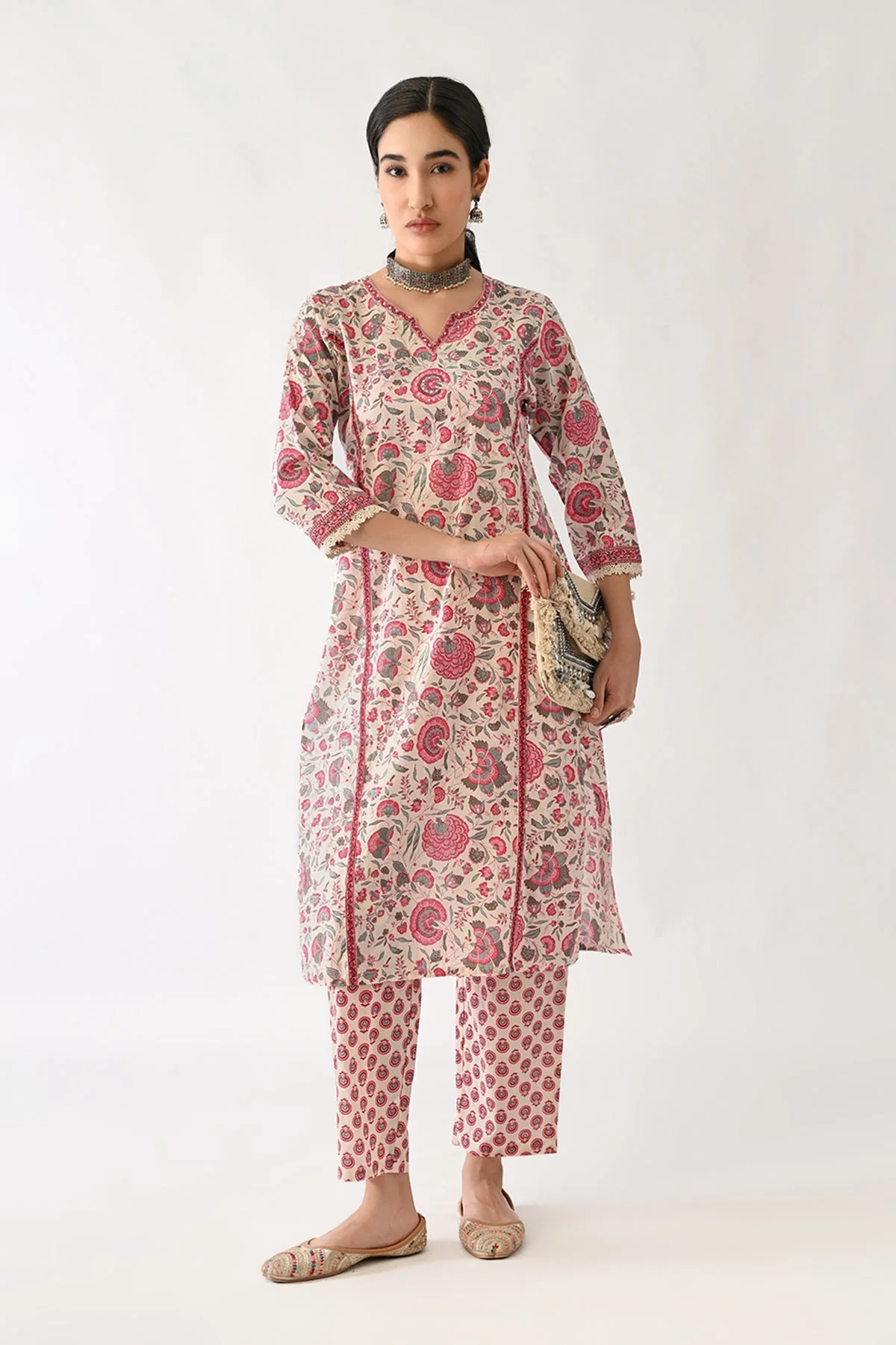Pink Printed Kurta 2 Pcs Set - Image 7