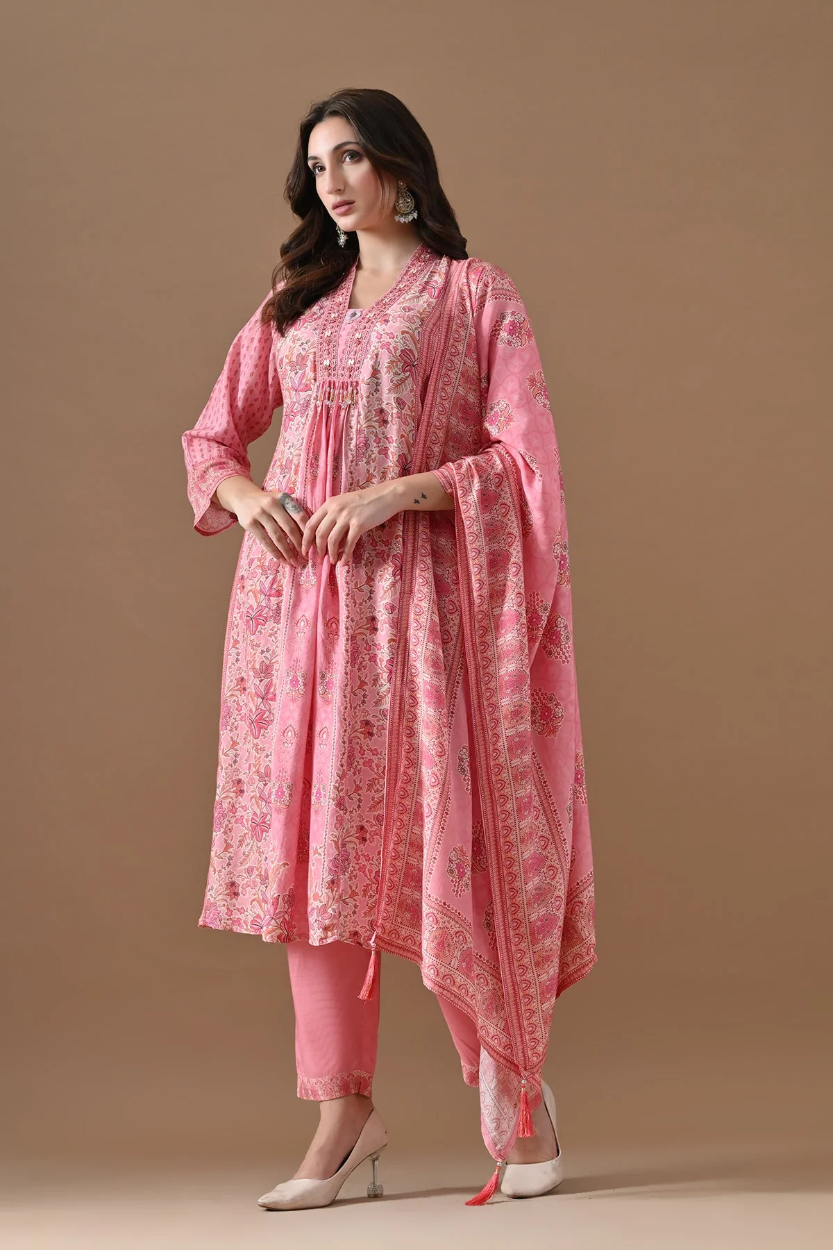 Pink Printed Kurta 3 Pcs Set - Image 2