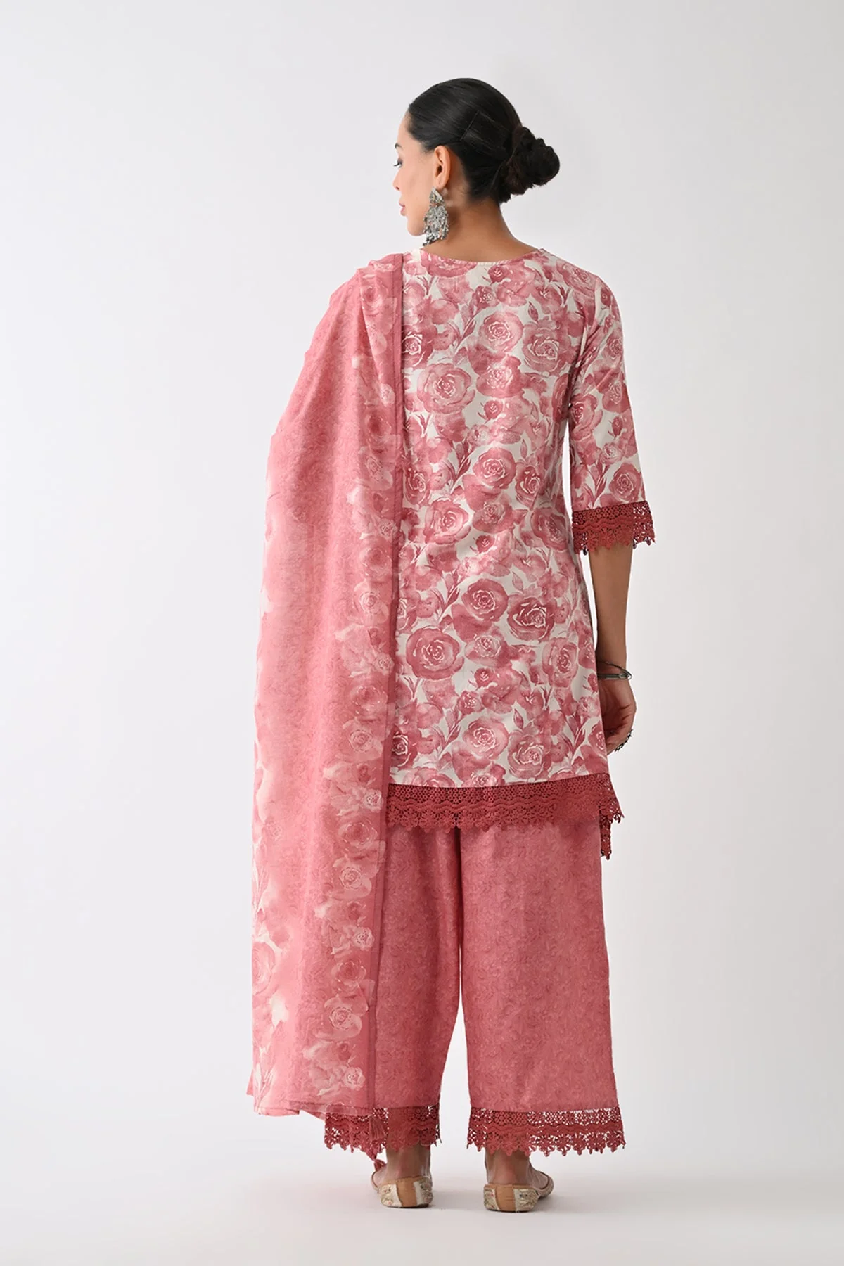 Pink Printed Kurta 3 Pcs Set - Image 2