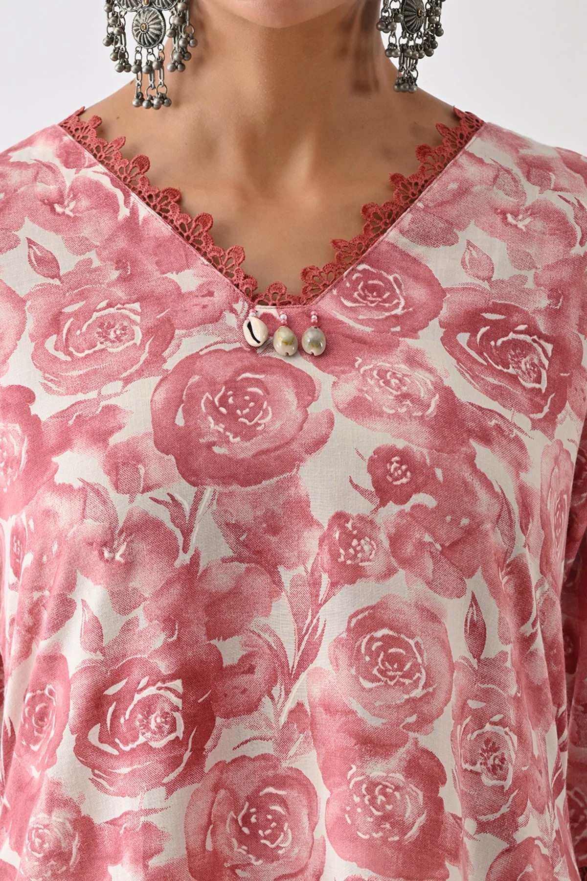 Pink Printed Kurta 3 Pcs Set - Image 6