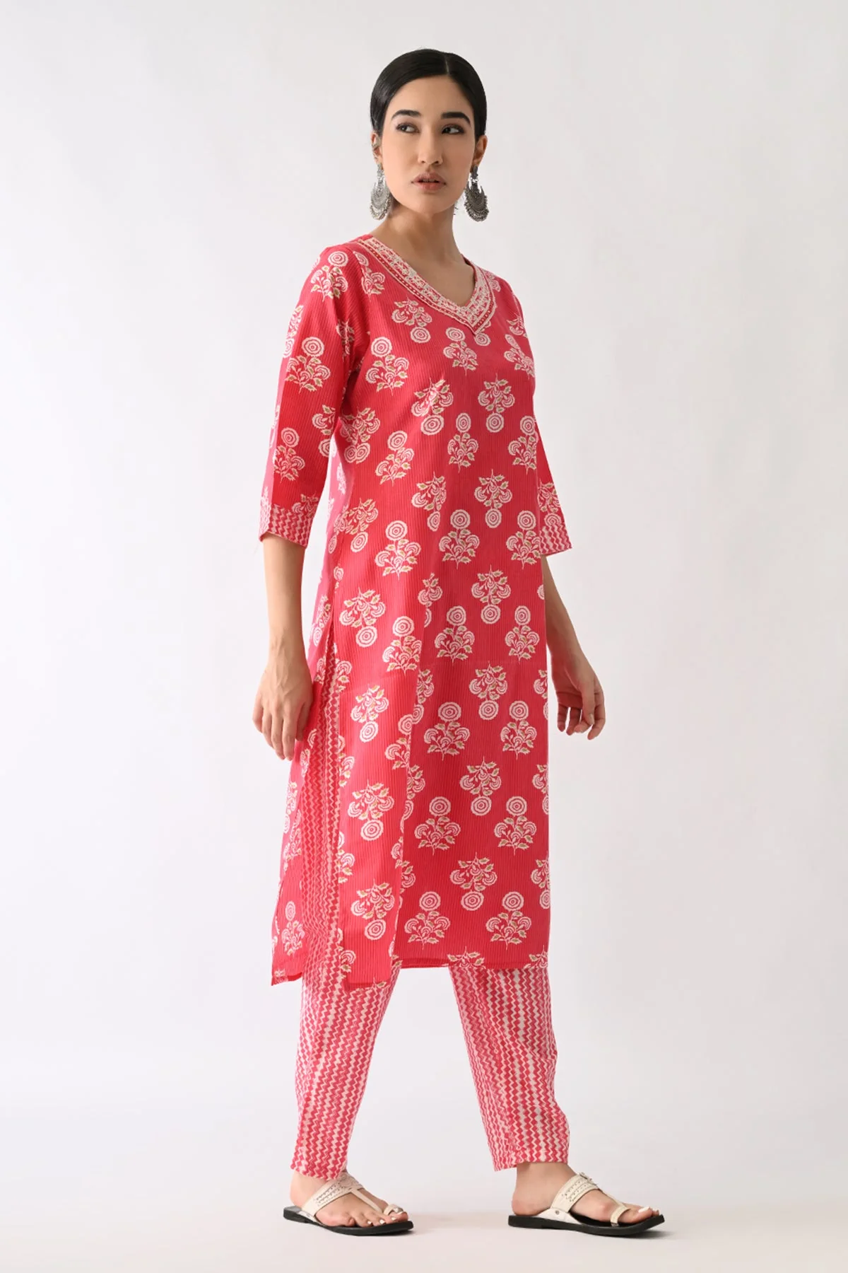 Pink Printed Kurta 3 Pcs Set - Image 5