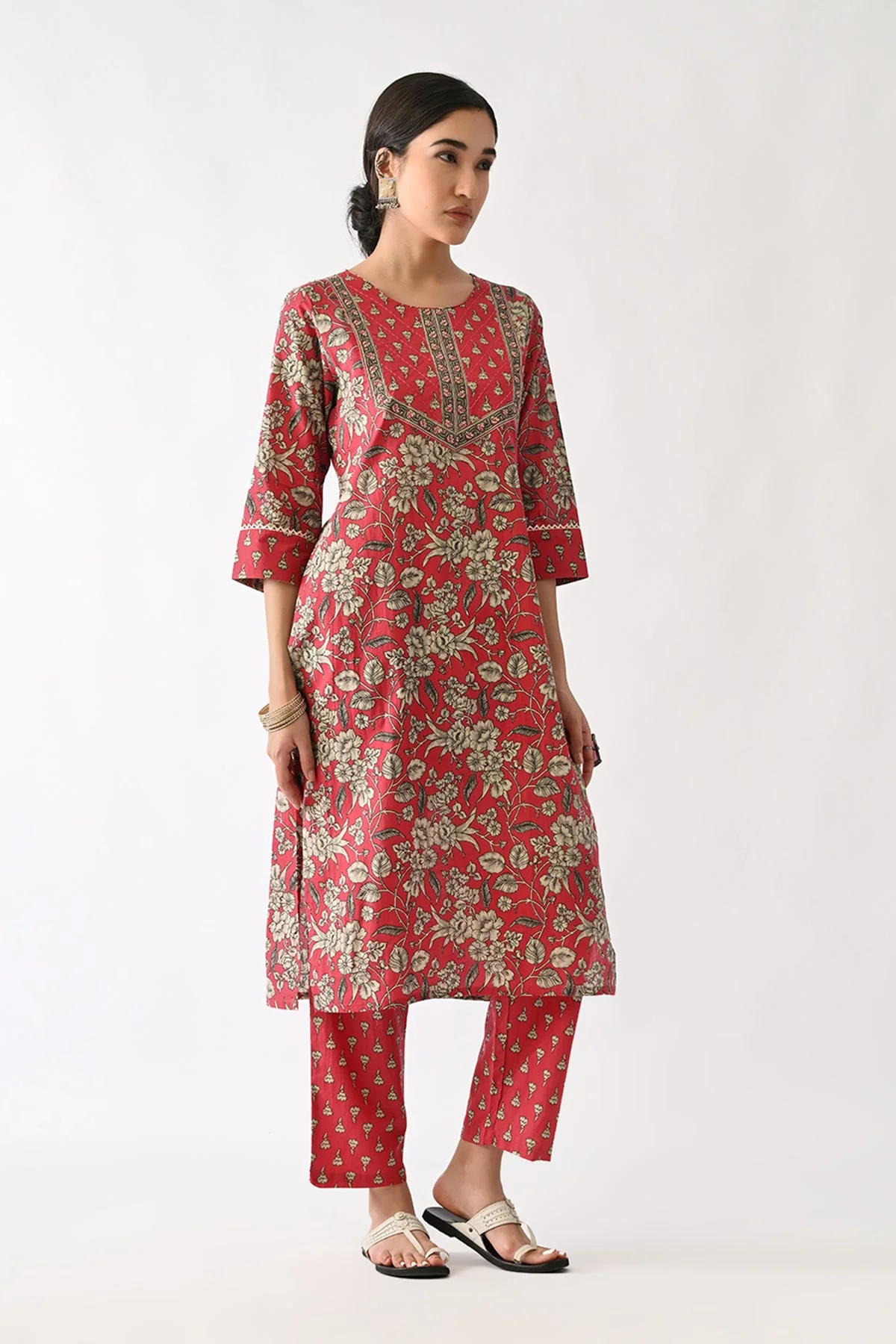 Pink Printed Kurta 3 Pcs Set - Image 6