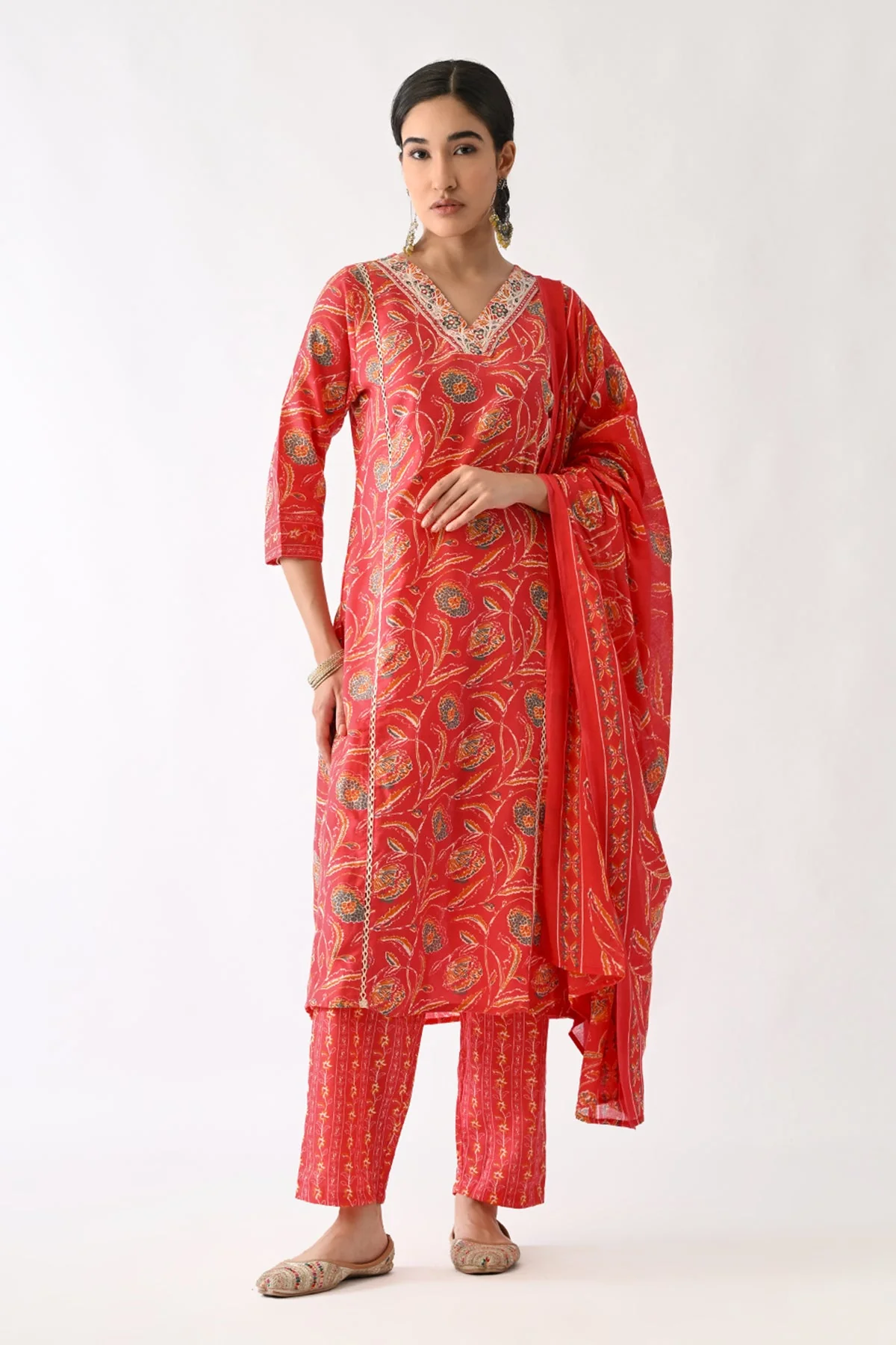 Pink Printed Kurta 3 Pcs Set - Image 5