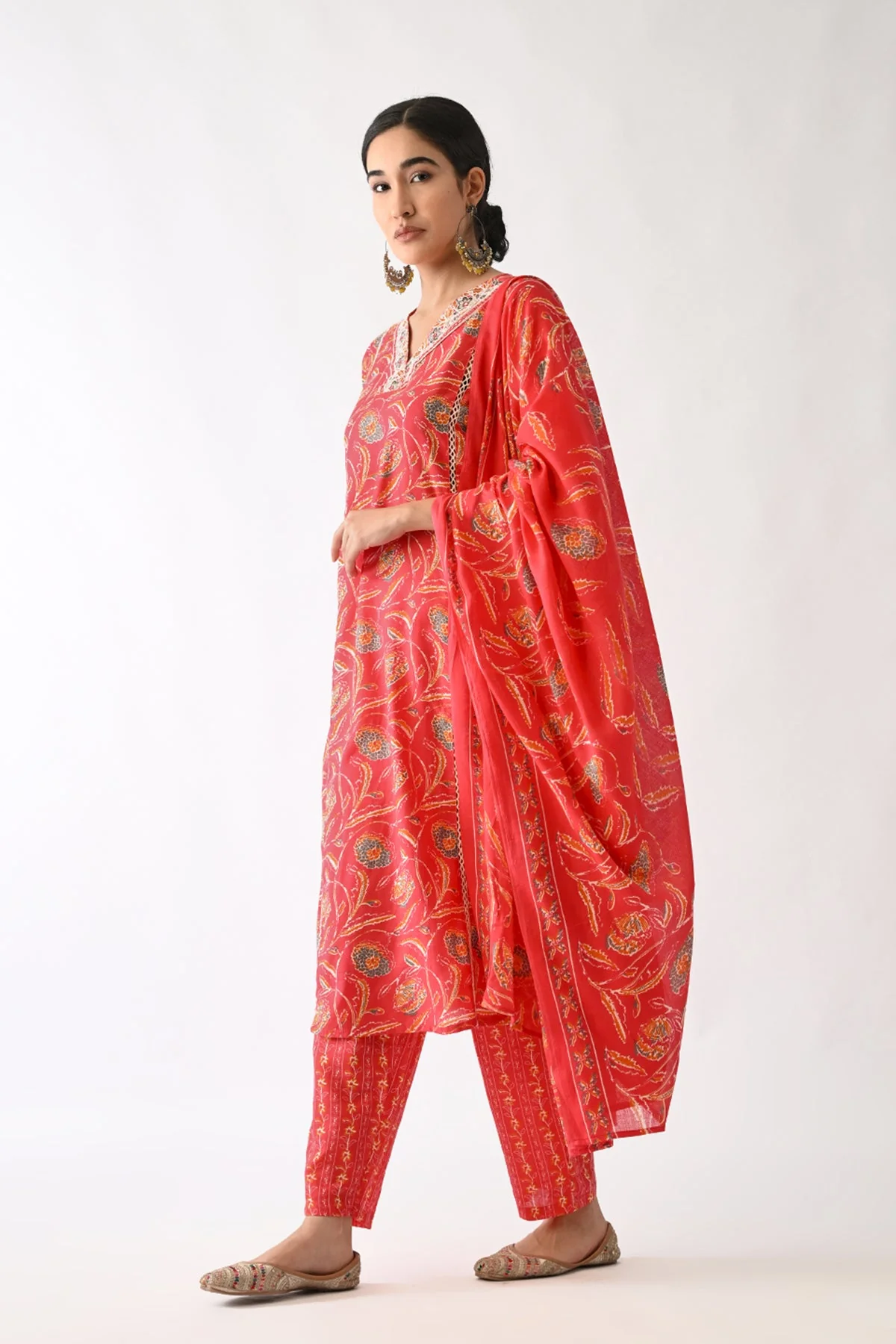 Pink Printed Kurta 3 Pcs Set - Image 6