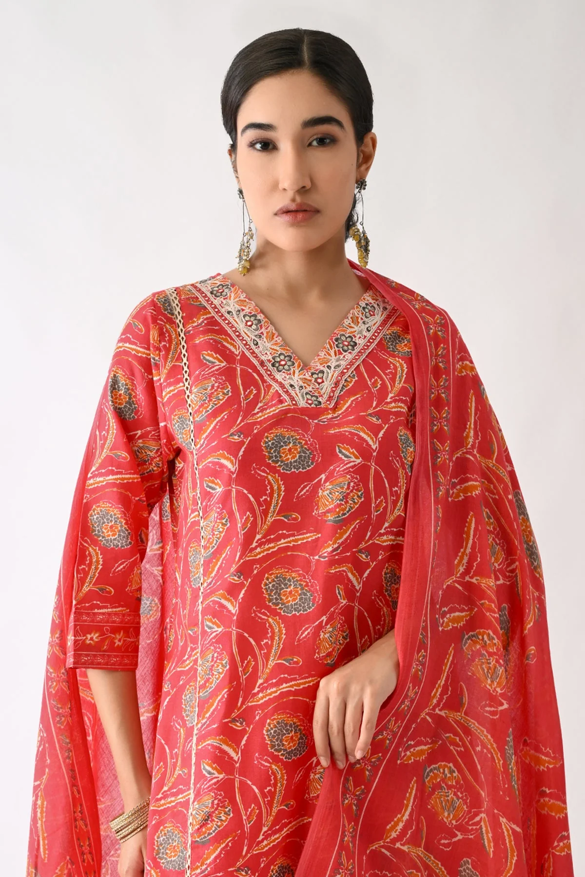 Pink Printed Kurta 3 Pcs Set - Image 8