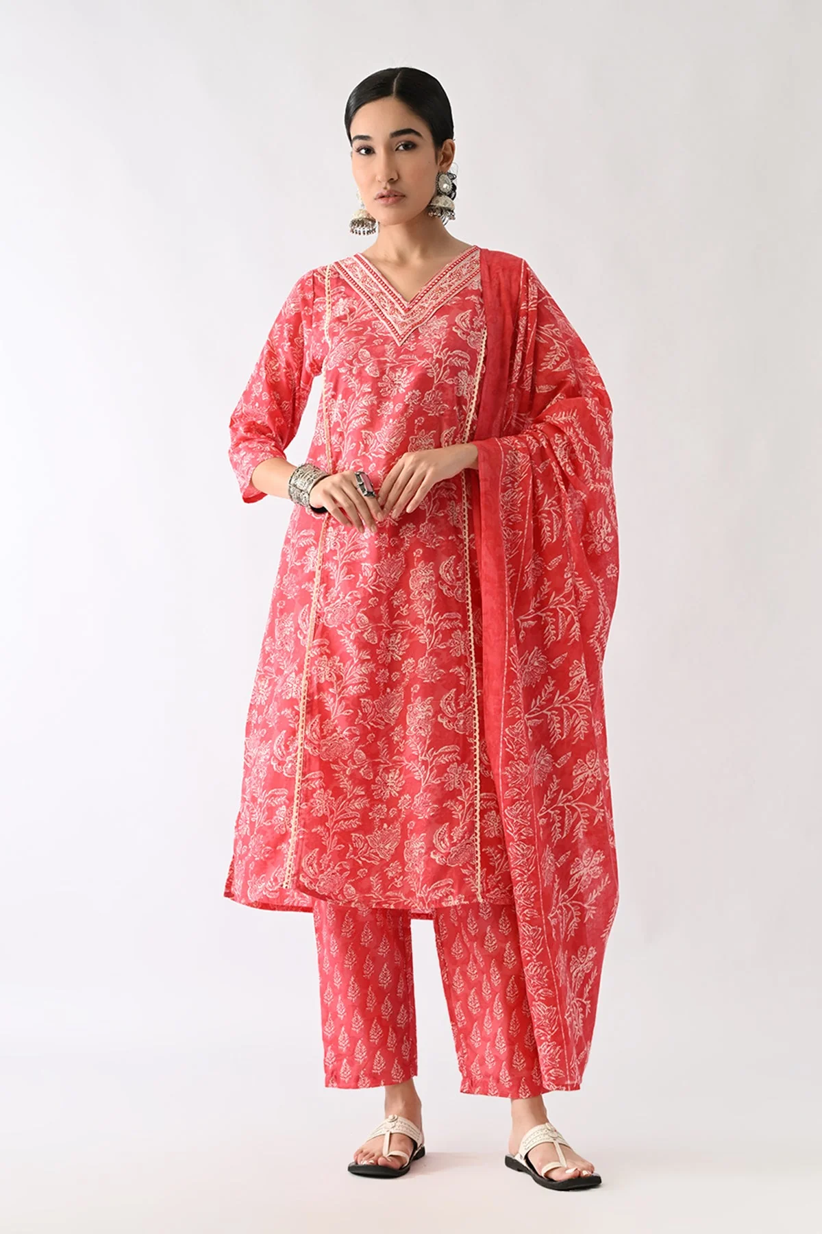 Pink Printed Kurta 3 Pcs Set - Image 4