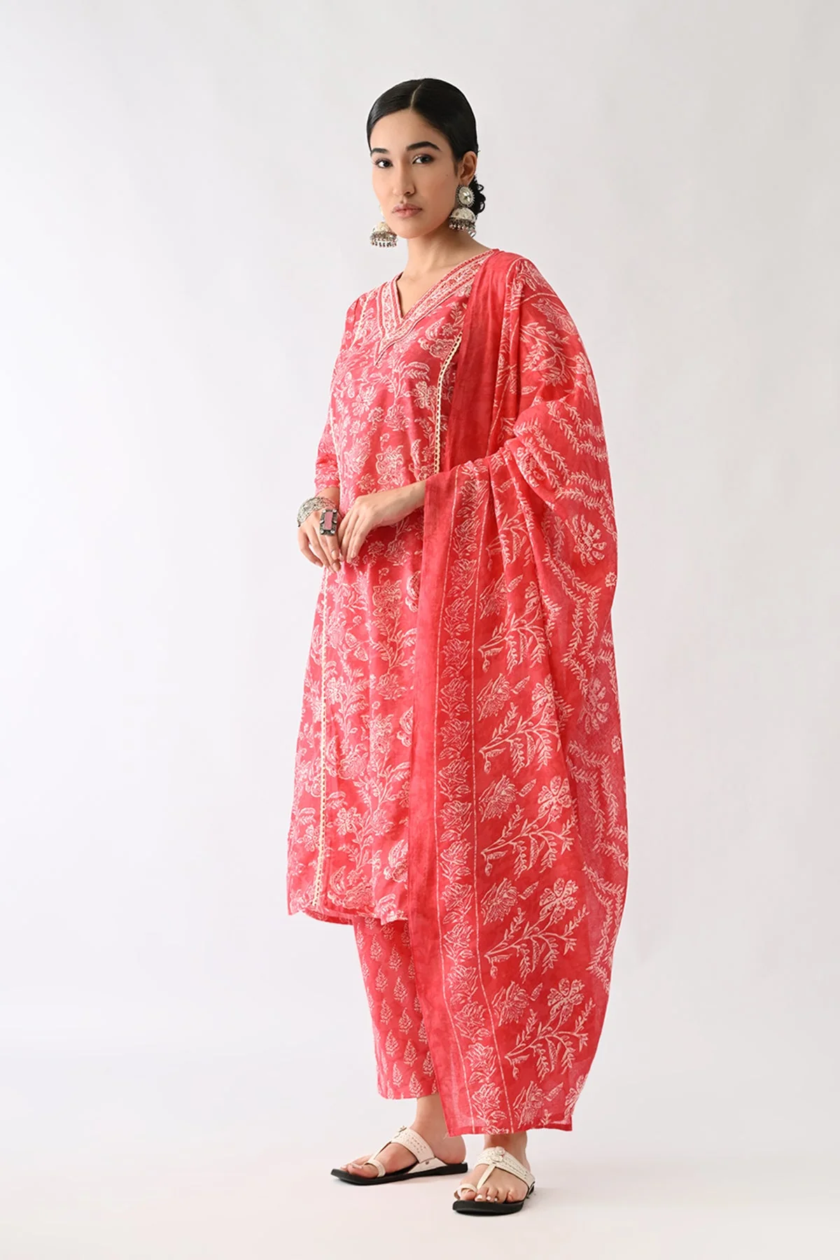 Pink Printed Kurta 3 Pcs Set - Image 5
