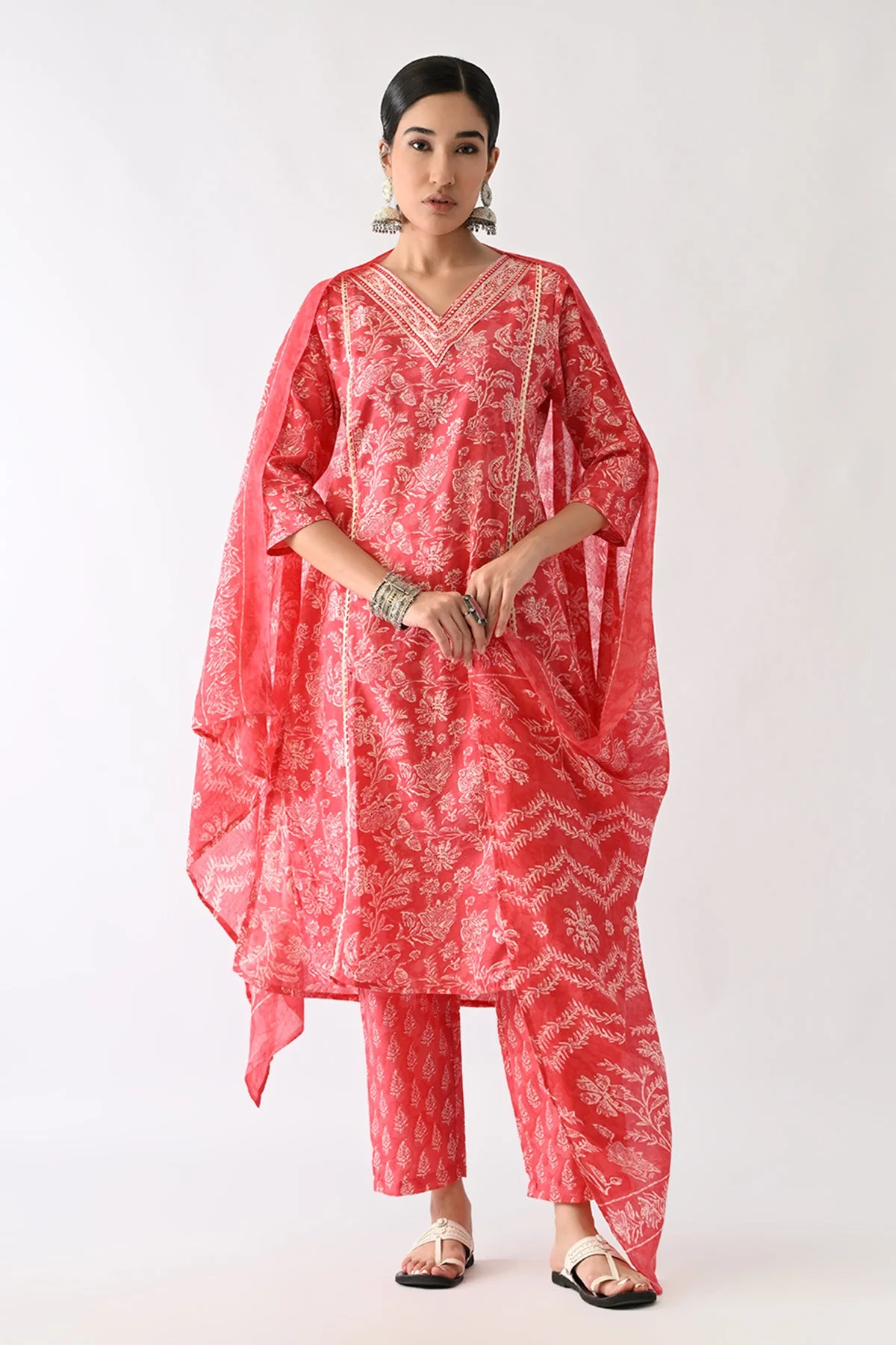 Pink Printed Kurta 3 Pcs Set - Image 8