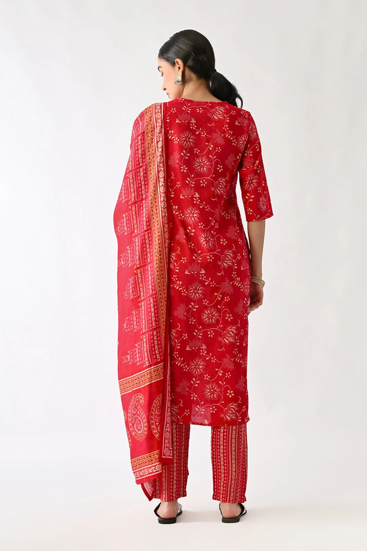 Pink Printed Kurta 3 Pcs Set - Image 3
