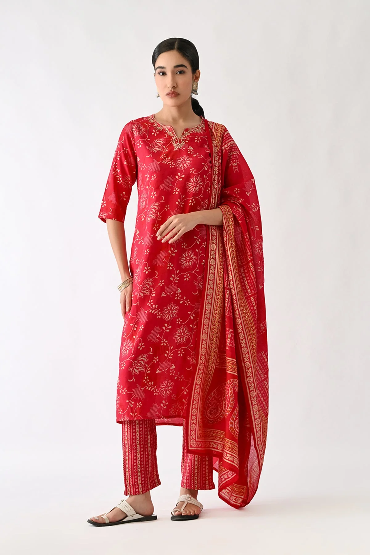 Pink Printed Kurta 3 Pcs Set - Image 4