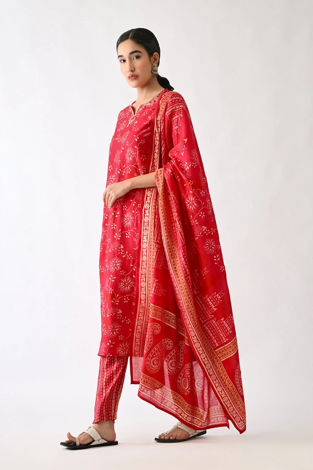 Pink Printed Kurta 3 Pcs Set - Image 5