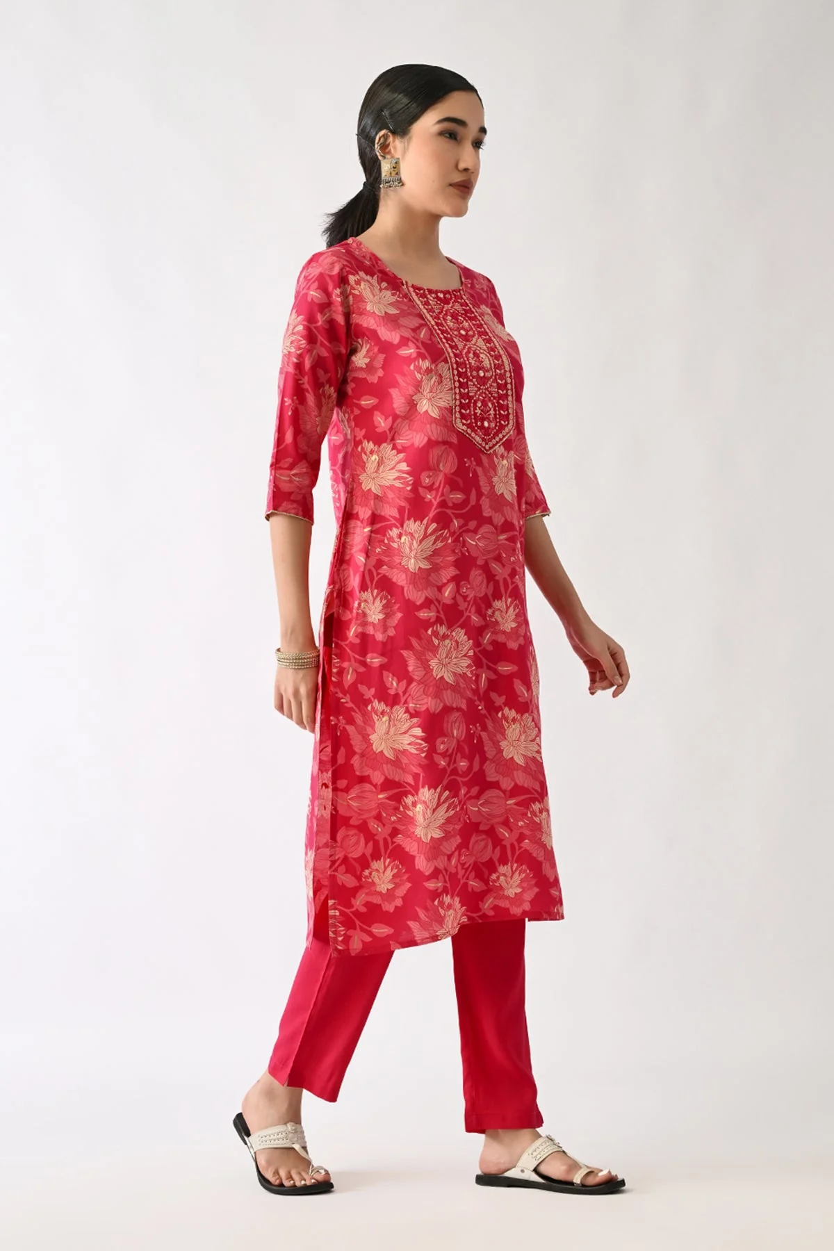 Pink Printed Kurta 3 Pcs Set - Image 5