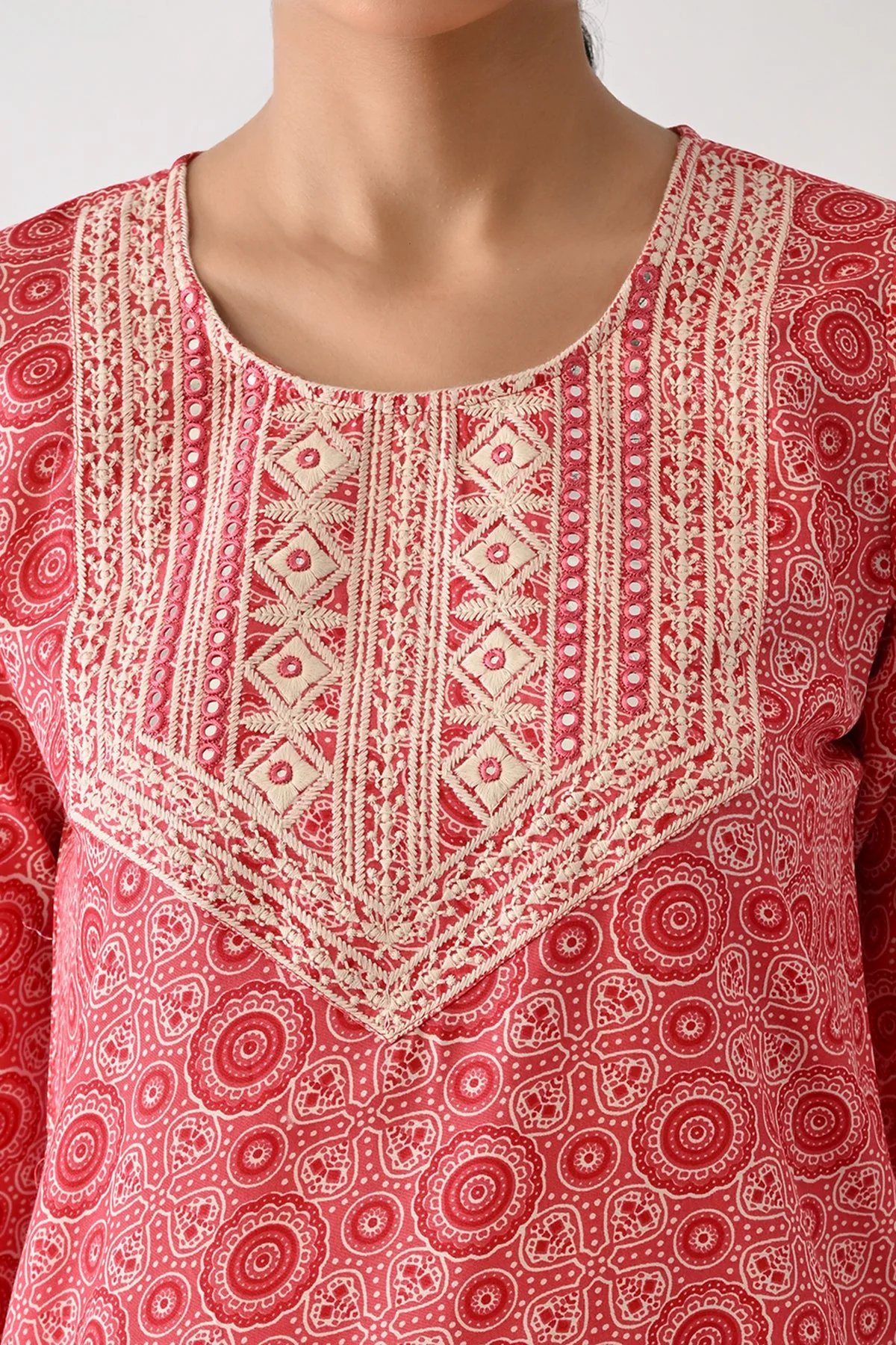 Pink Printed Kurta 3 Pcs Set - Image 2