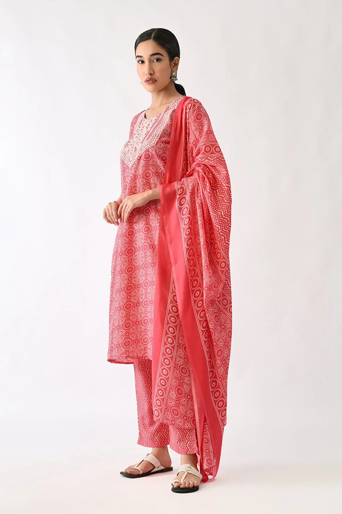 Pink Printed Kurta 3 Pcs Set - Image 5
