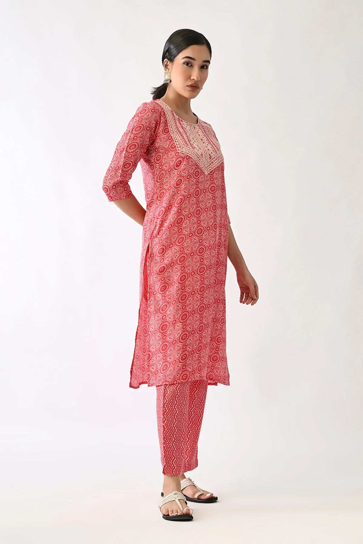 Pink Printed Kurta 3 Pcs Set - Image 6