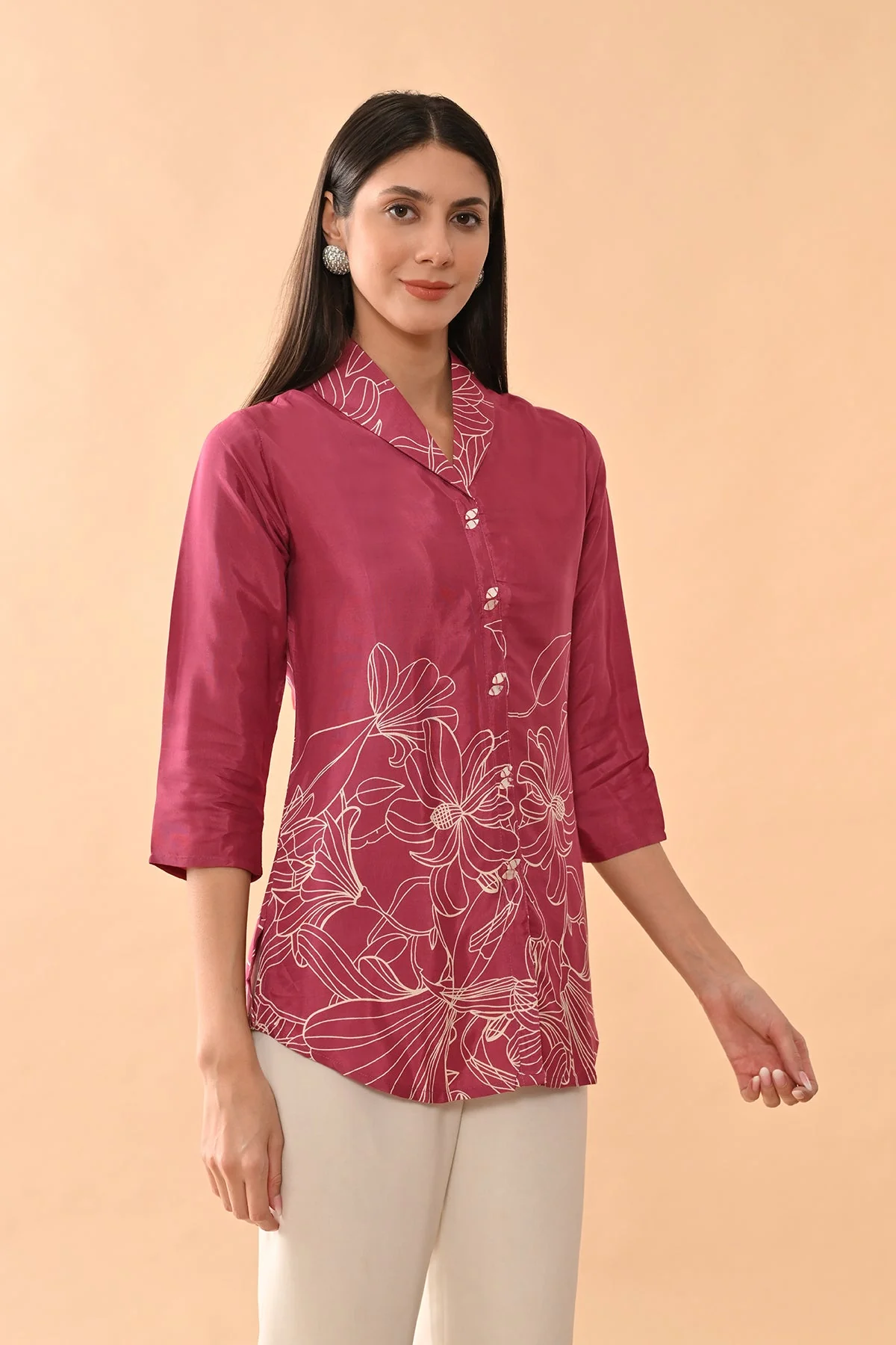 Pink Printed straight Top - Image 4