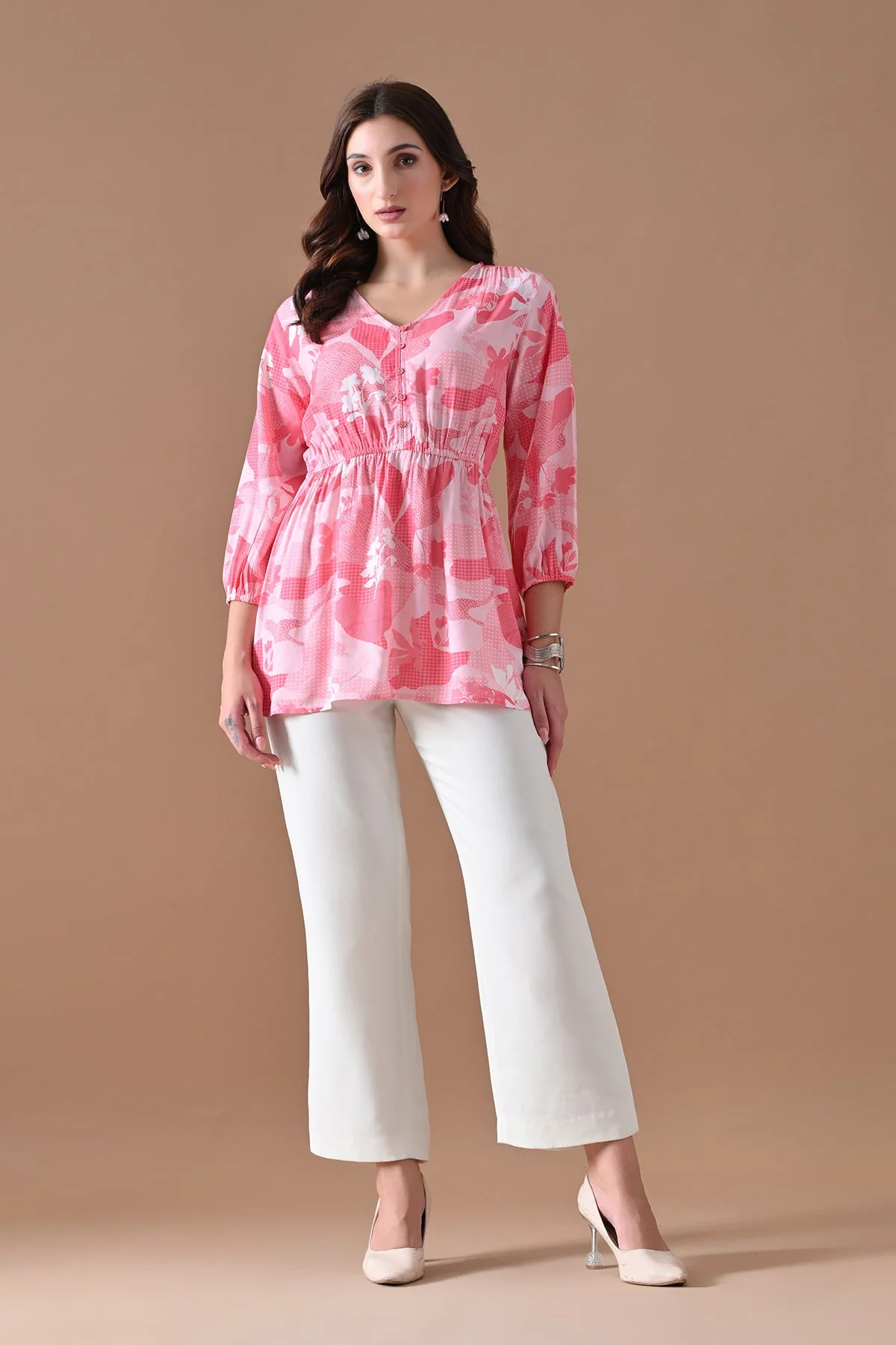Pink Printed Flared Top - Image 6