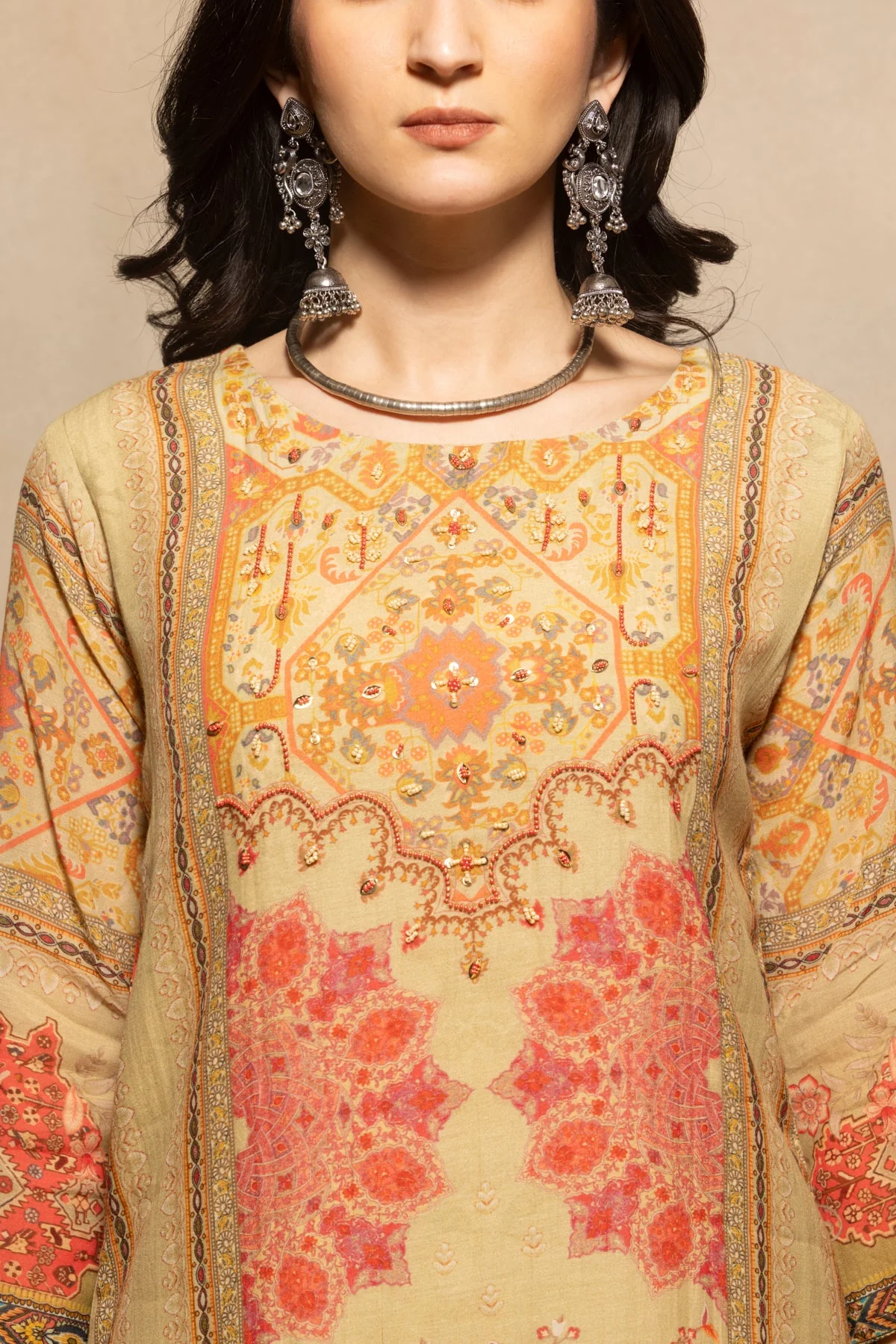 Pista Green Printed Kurta 3 Pcs Set - Image 4
