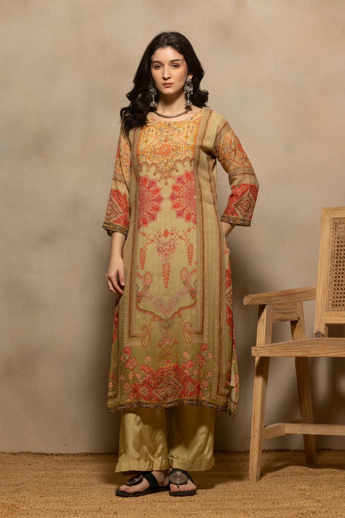 Pista Green Printed Kurta 3 Pcs Set - Image 7