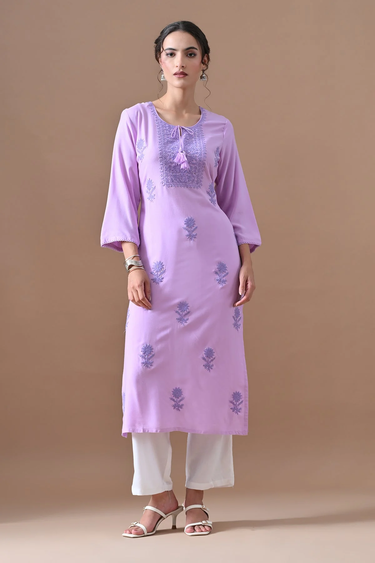 Purple Embroidered Kurta