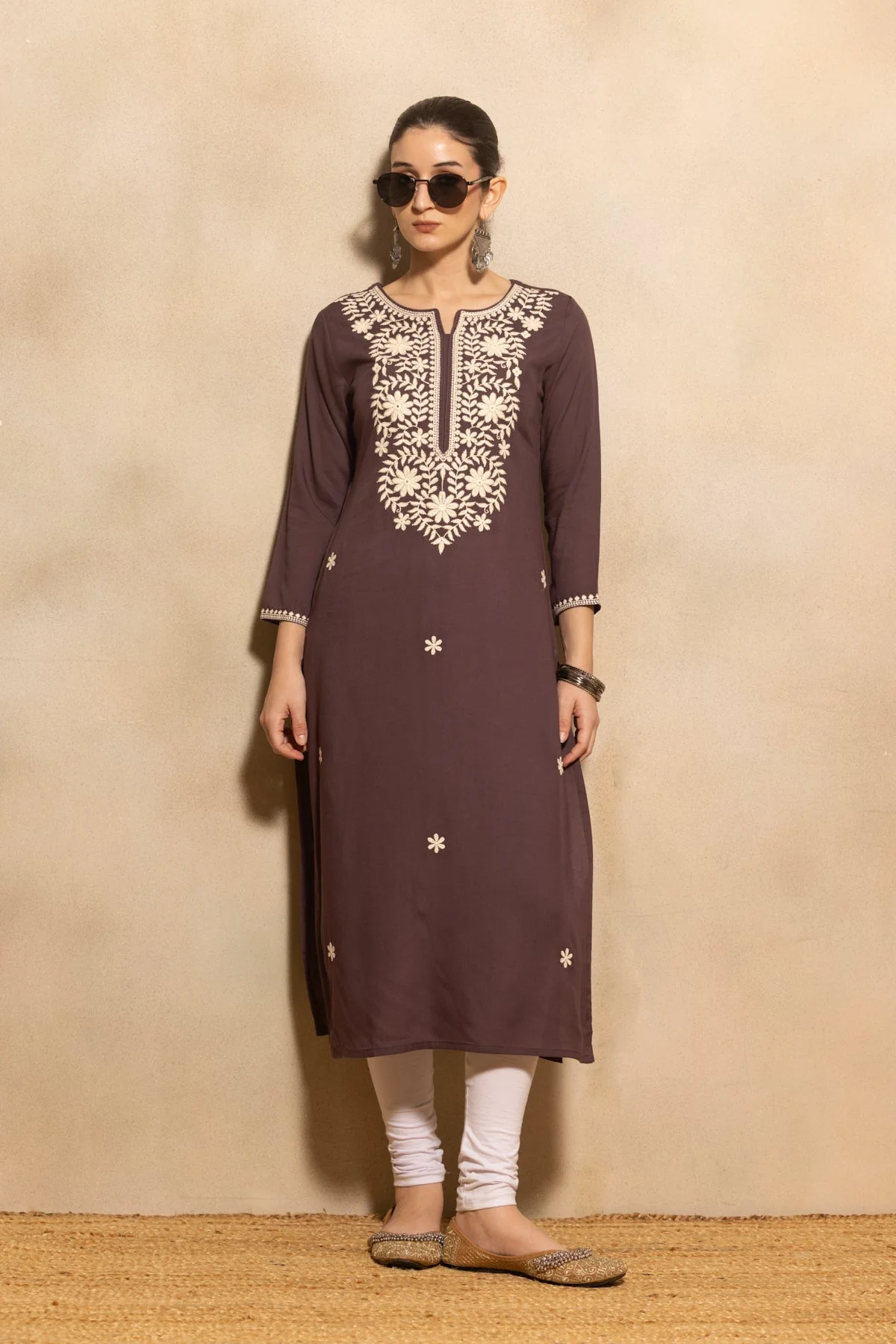 Purple Embroidered Kurta