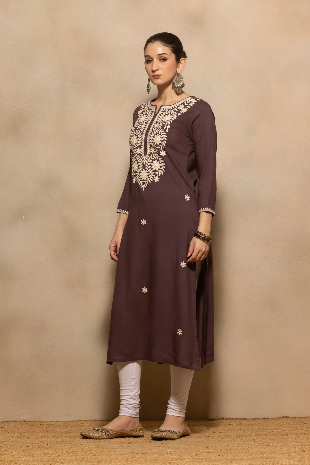 Purple Embroidered Kurta - Image 2