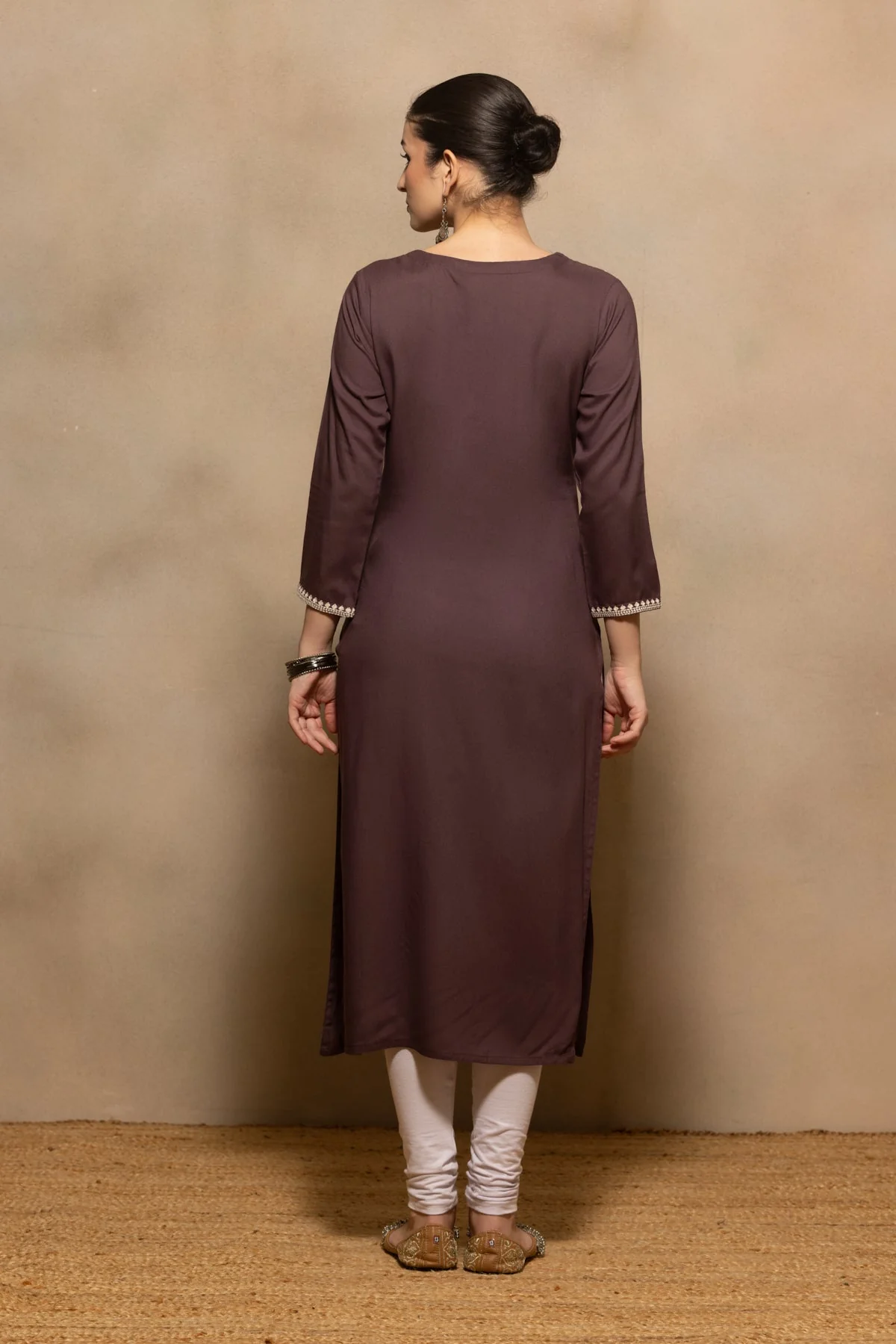 Purple Embroidered Kurta - Image 5