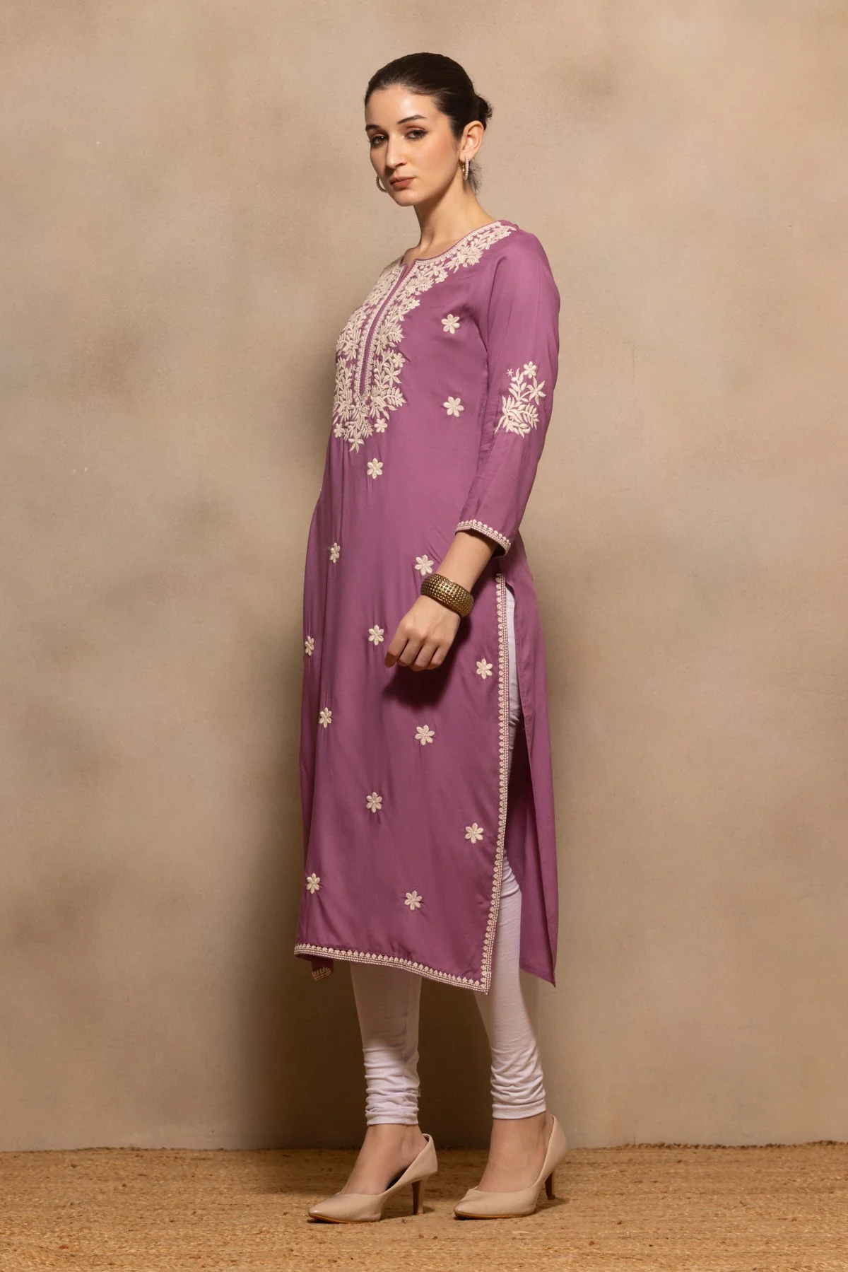 Purple Embroidered Kurta - Image 2