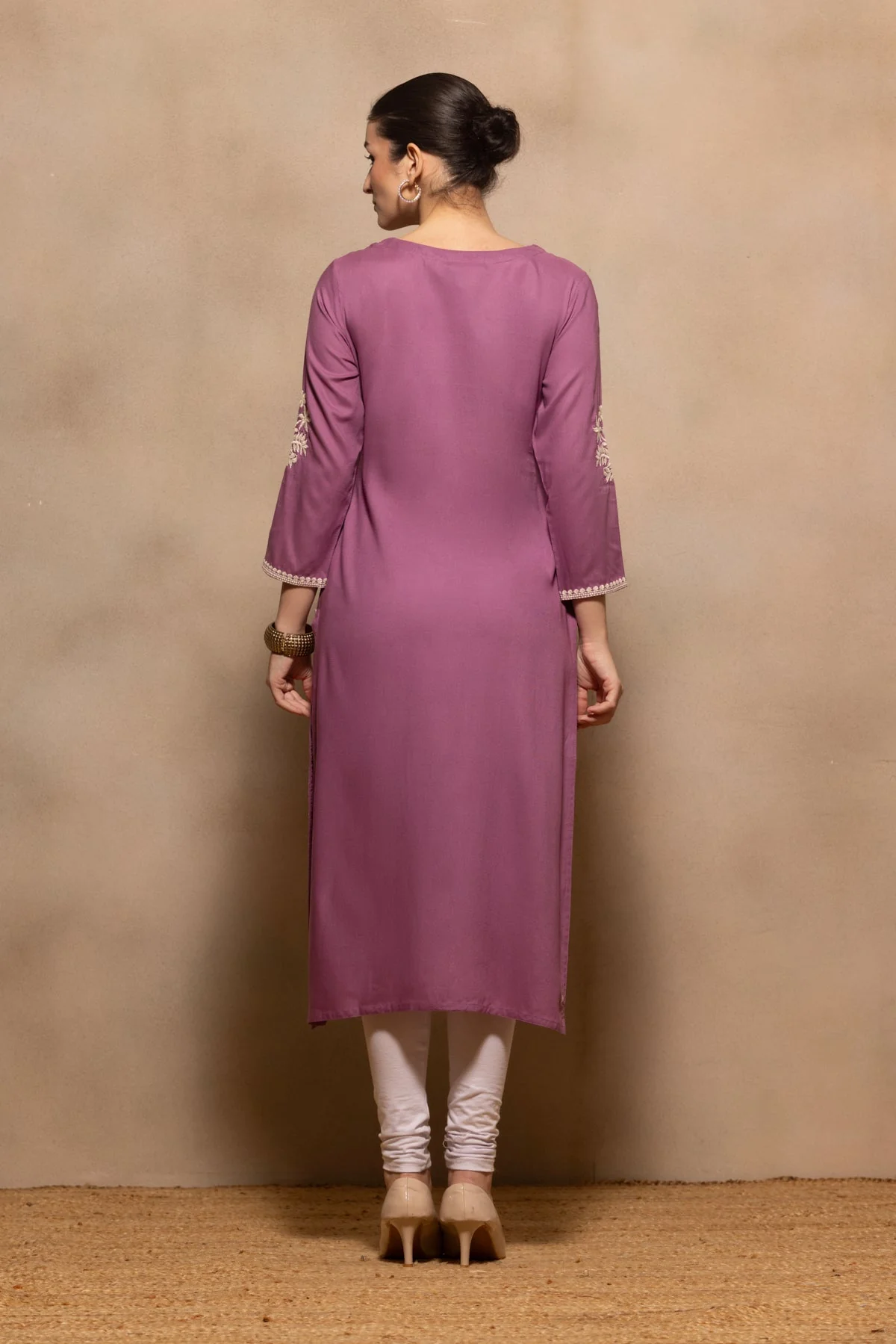 Purple Embroidered Kurta - Image 5