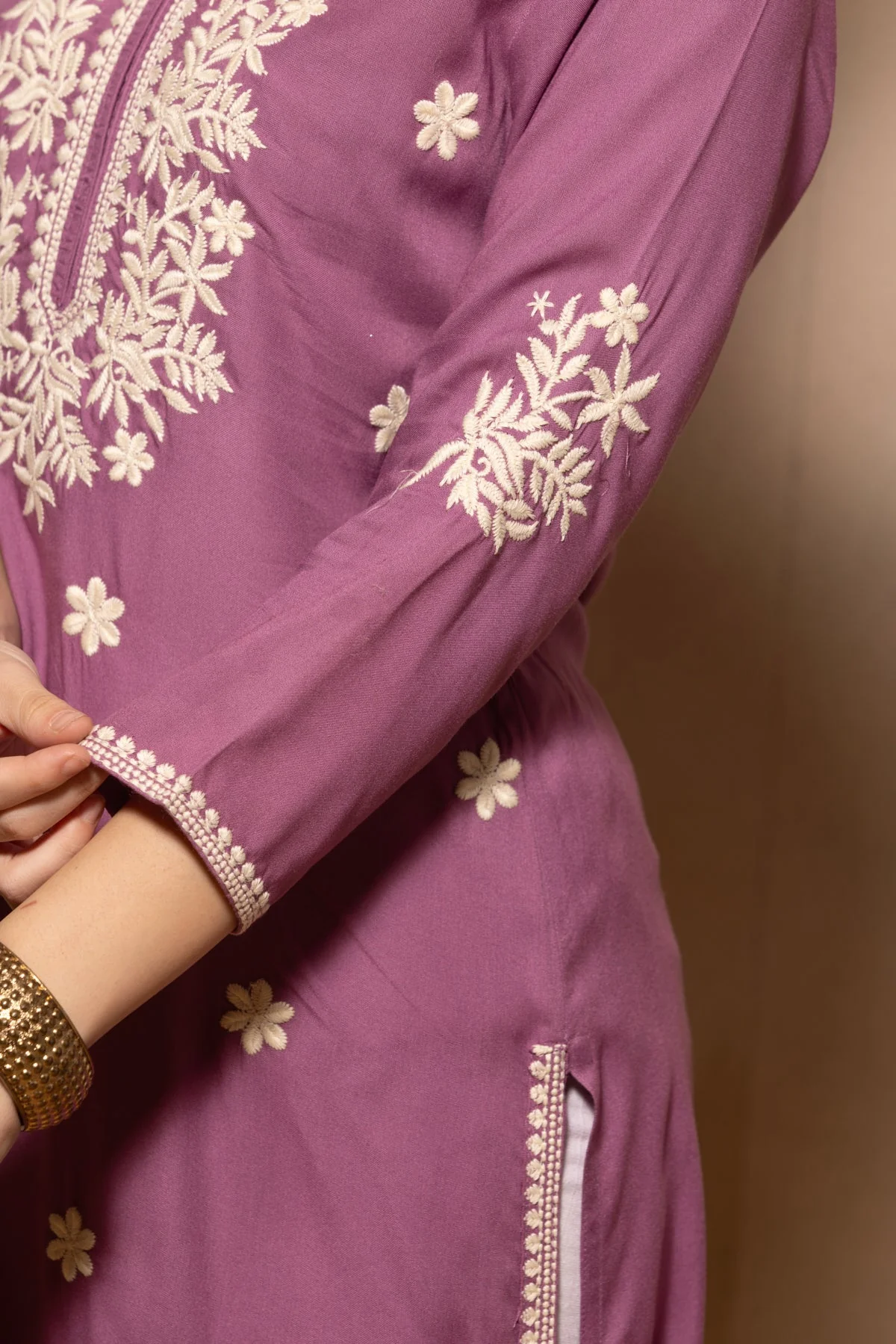 Purple Embroidered Kurta - Image 6