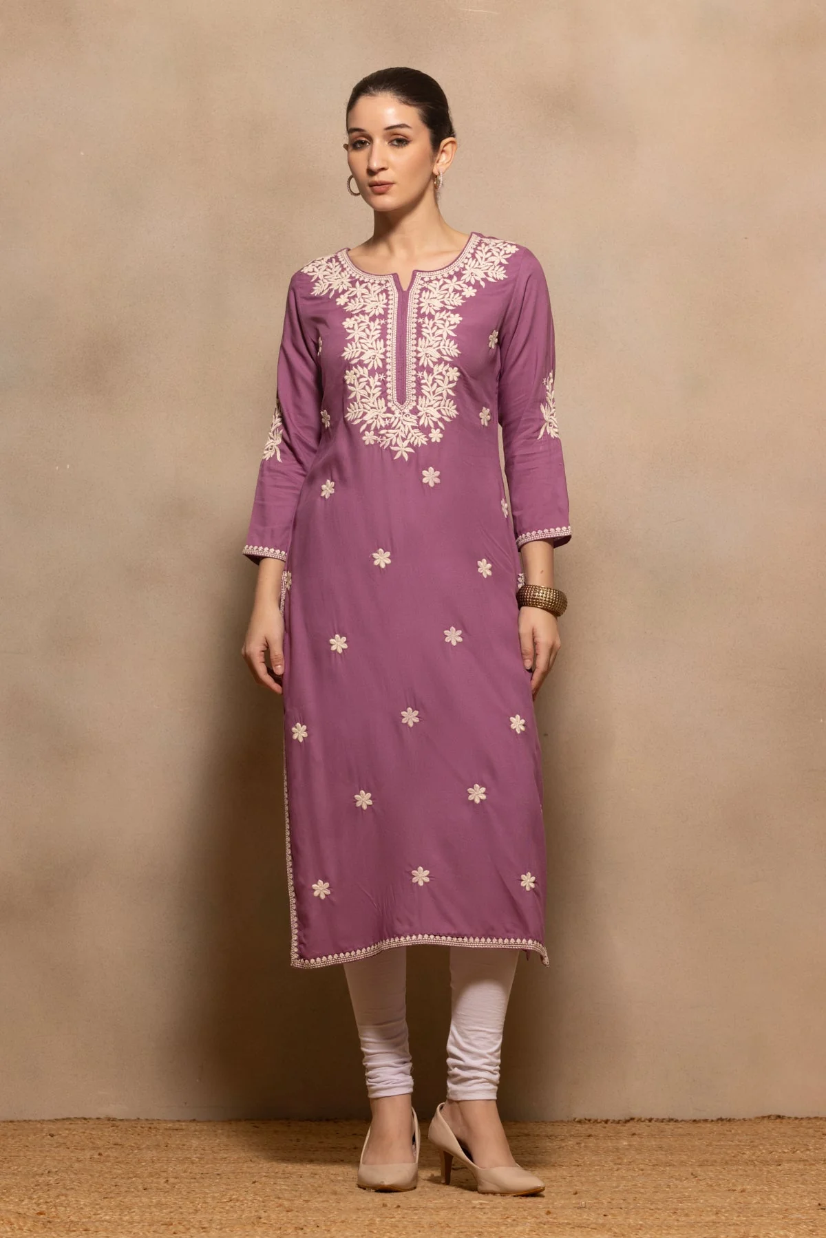Purple Embroidered Kurta - Image 7