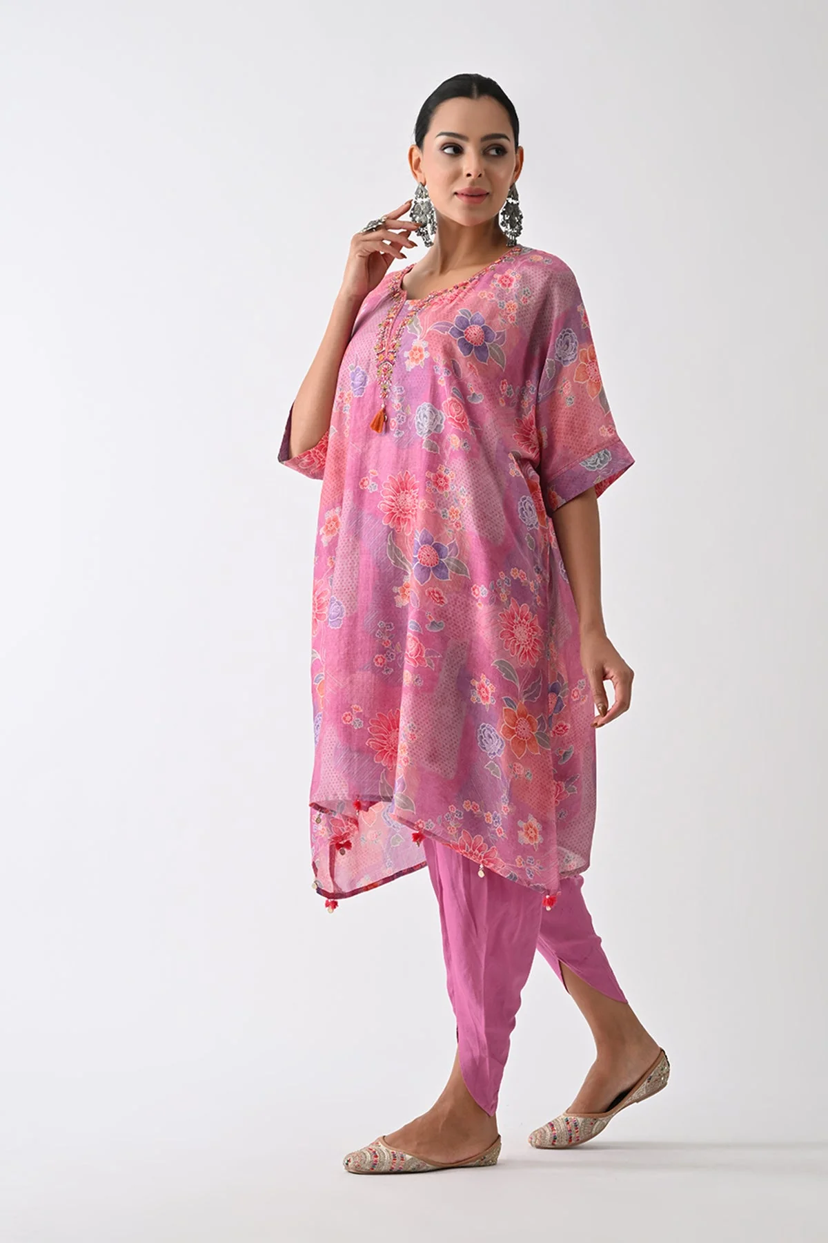 Purple Printed Kaftan 3 Pcs Set - Image 2