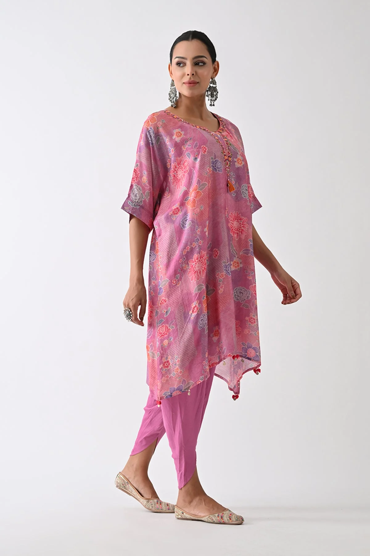 Purple Printed Kaftan 3 Pcs Set - Image 3