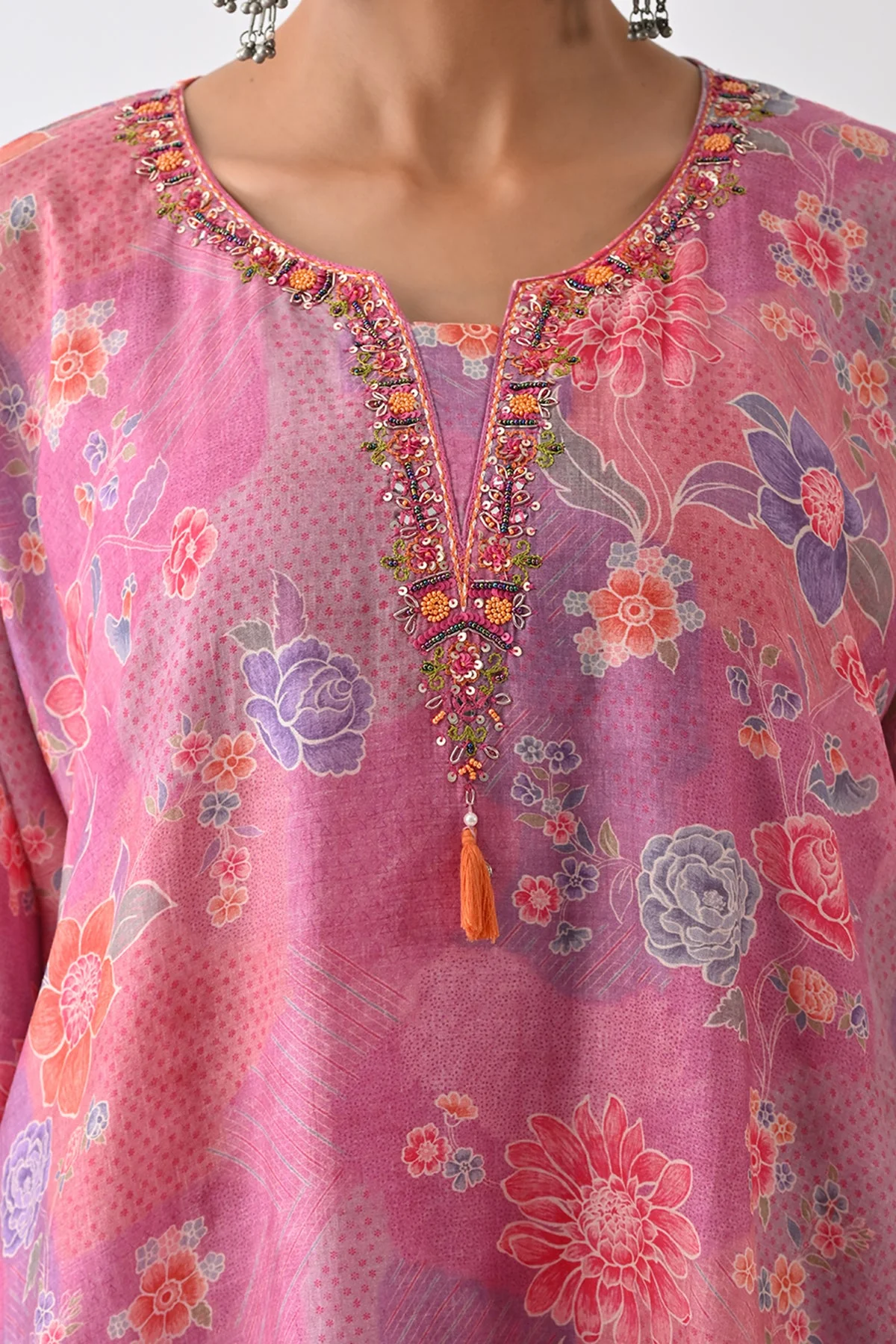 Purple Printed Kaftan 3 Pcs Set - Image 4