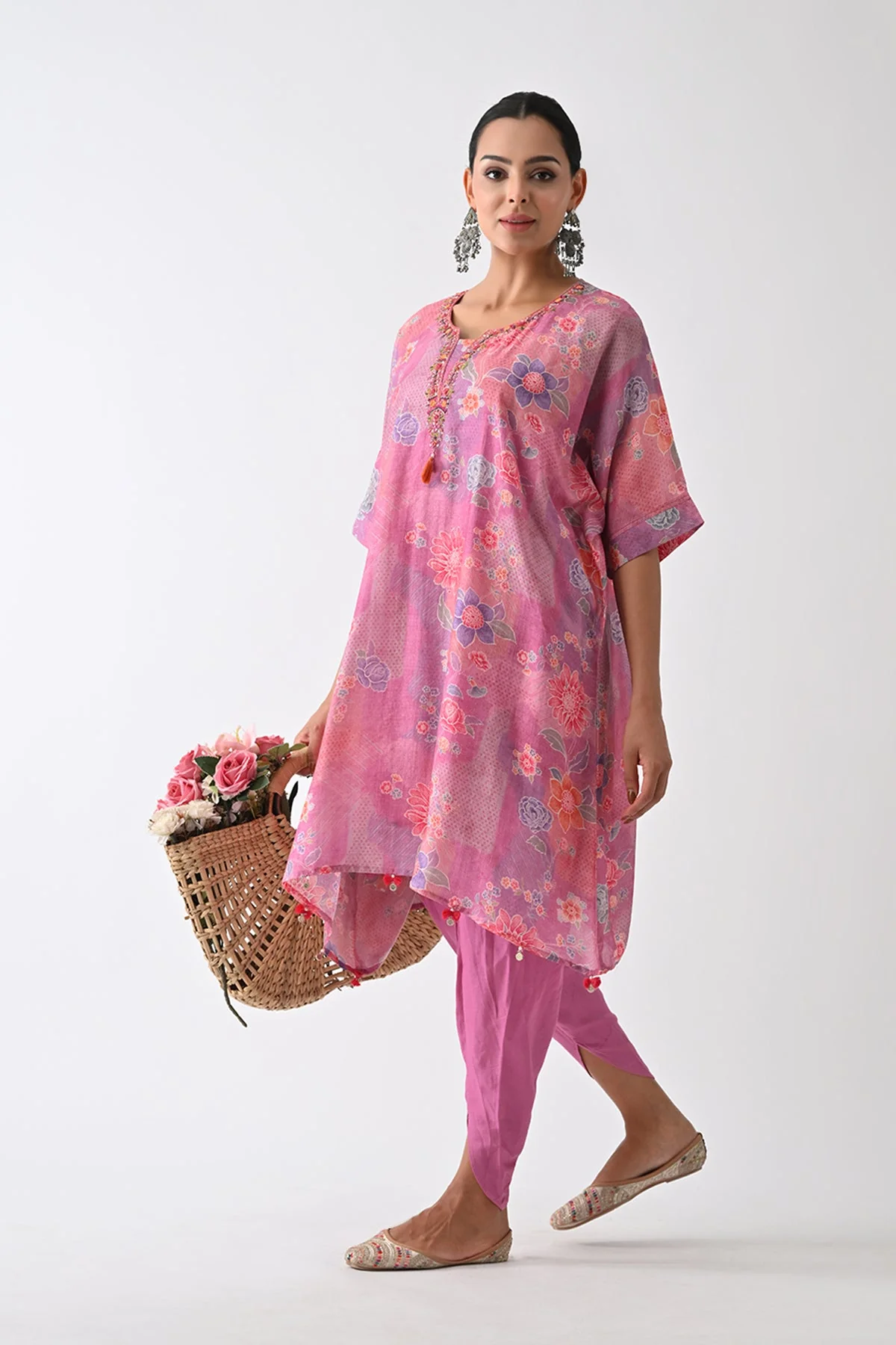 Purple Printed Kaftan 3 Pcs Set - Image 7