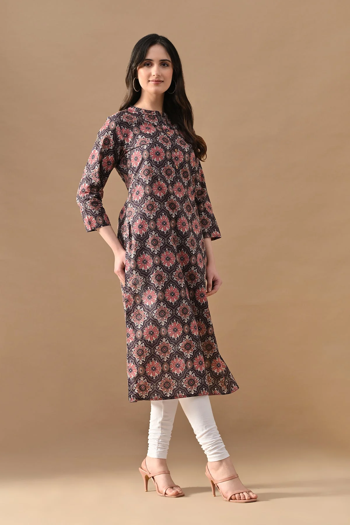 Purple Printed Kurta - Image 3