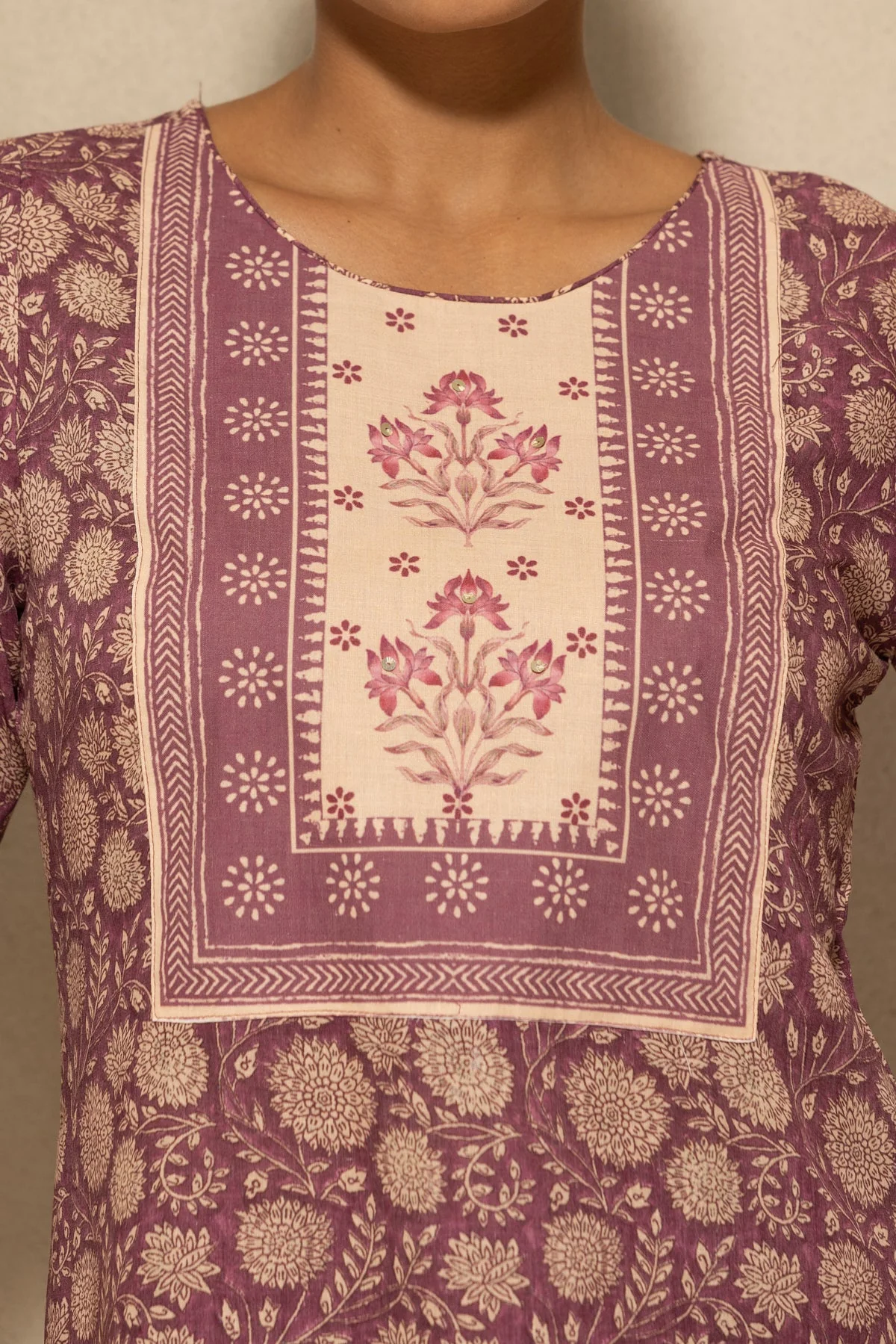 Purple Printed Kurta 3 Pcs Set - Image 4
