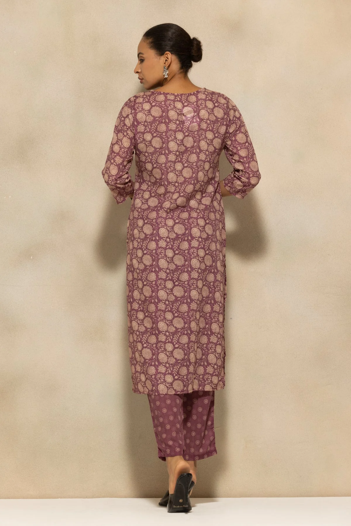 Purple Printed Kurta 3 Pcs Set - Image 5