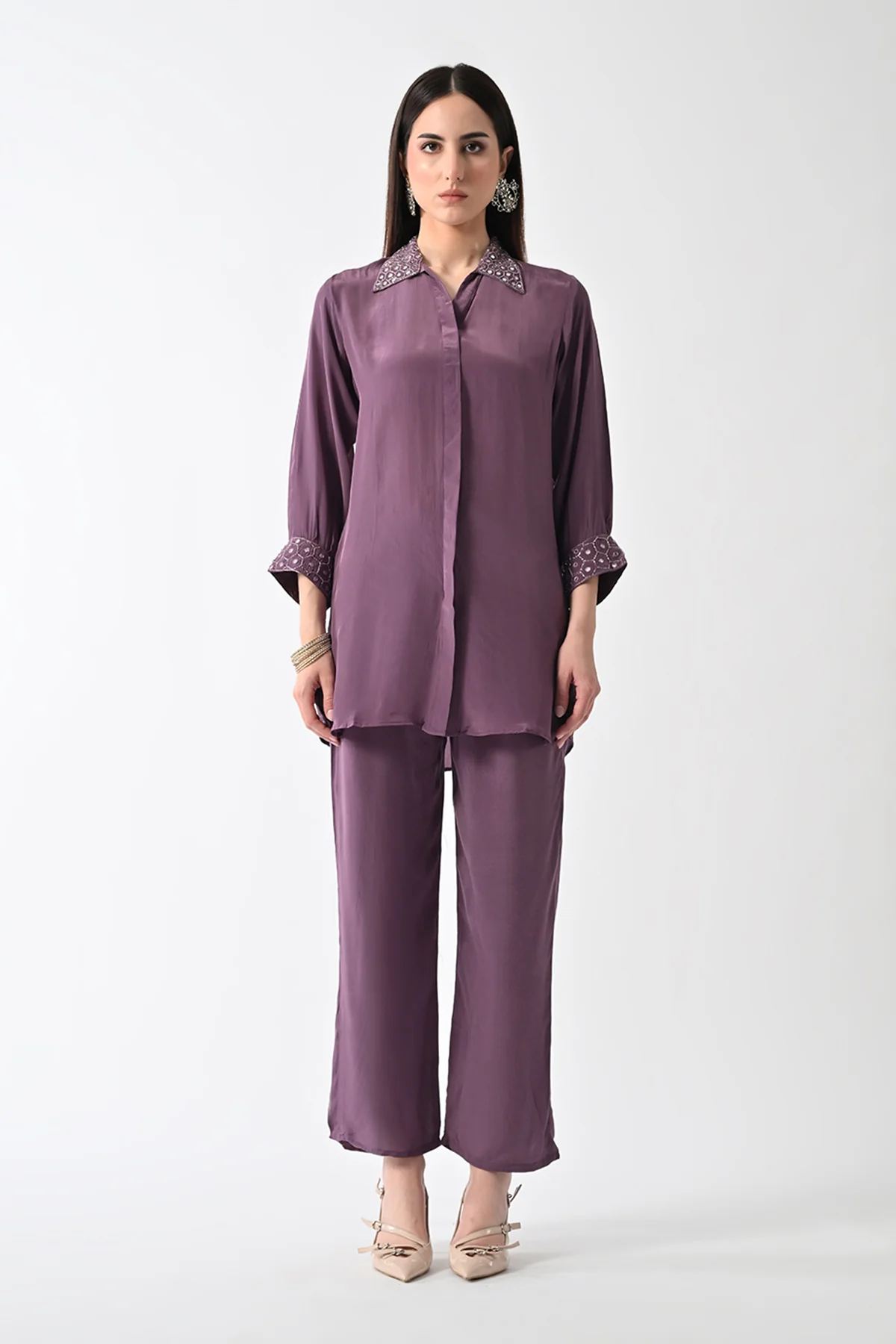 Purple Solid Co-Ord Set