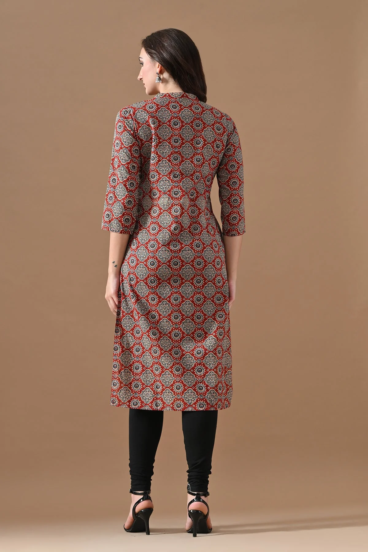 Rust Printed Kurta - Image 5
