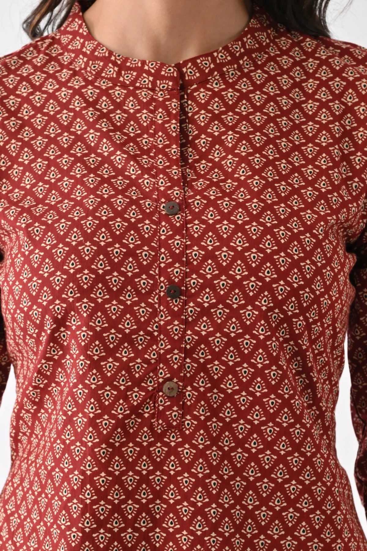 Rust Printed Kurta - Image 6