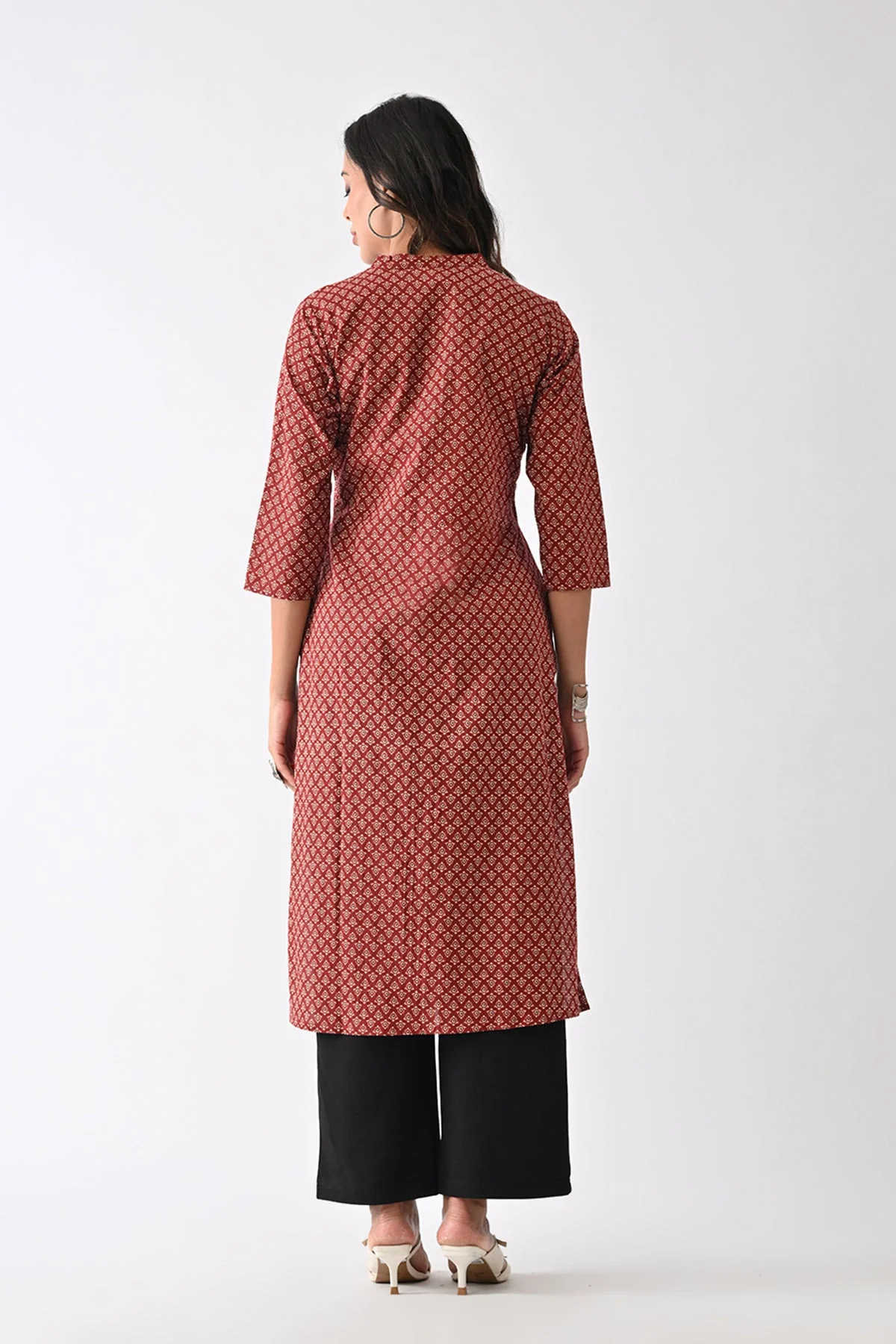 Rust Printed Kurta - Image 7