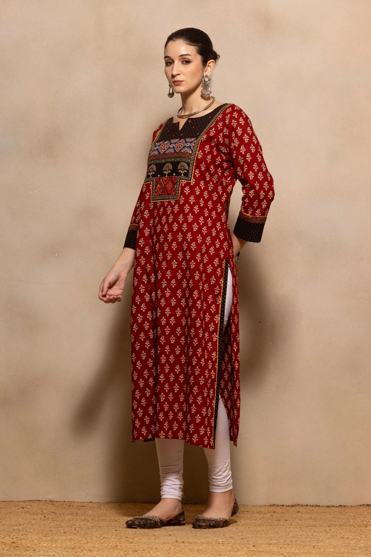 Rust Printed Kurta - Image 2